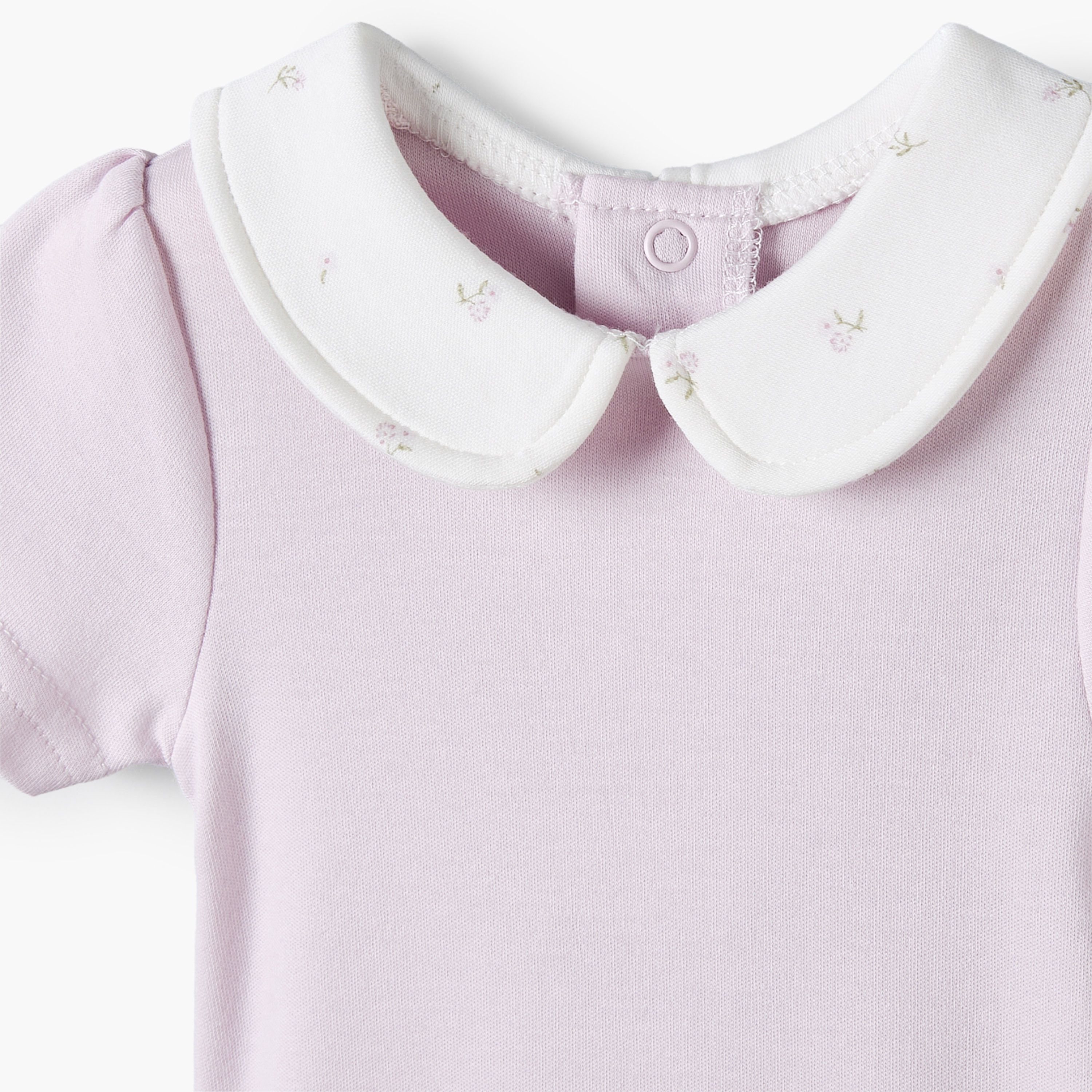 Giggles Cotton Peter Pan Collar Short Sleeves Bodysuit with Floral Print-baby-girls-clothing-bodysuits-image-4