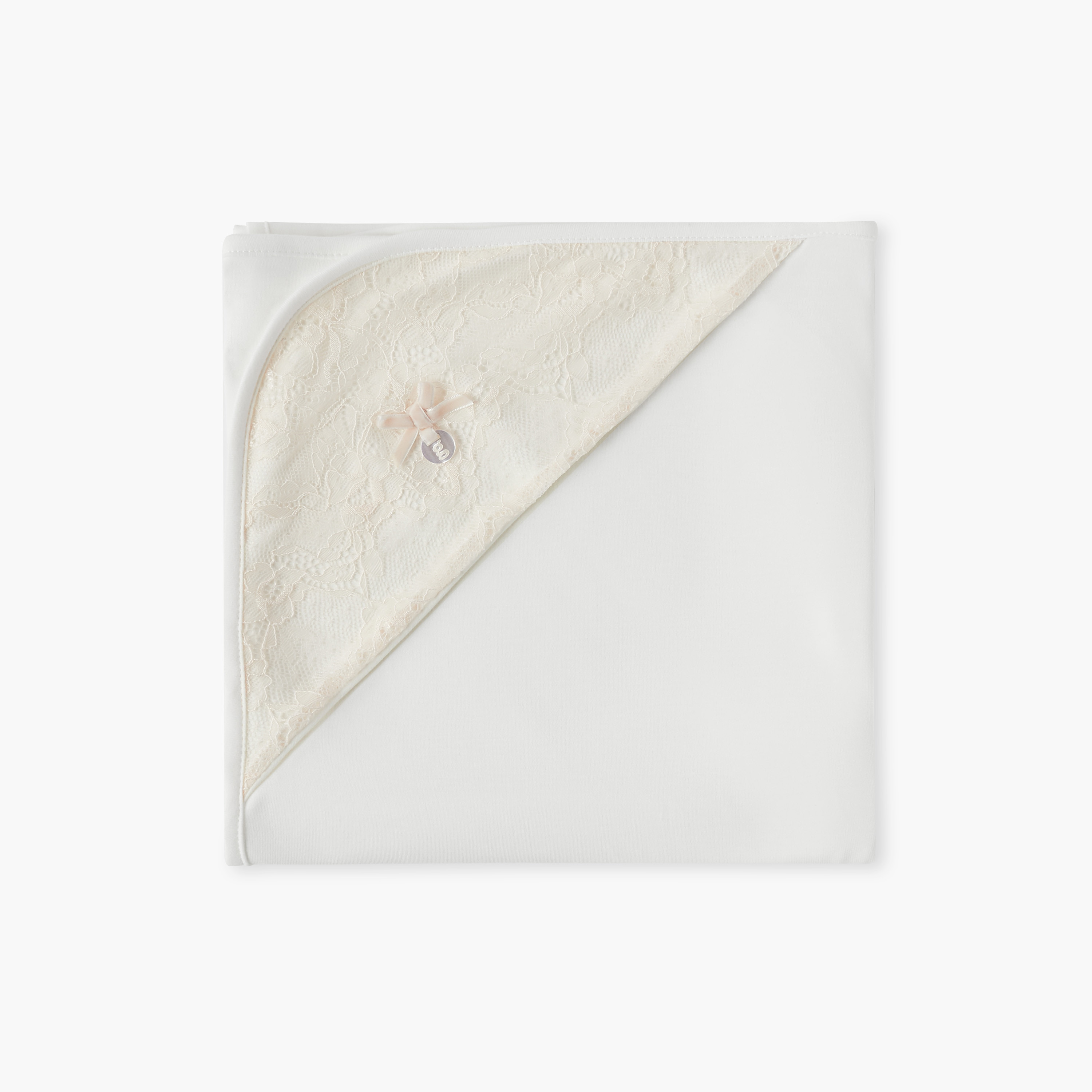 Giggles Lace Detail Receiving Blanket with Bow Applique - 70x70 cm-baby-nursery-blanketsandswaddles-receivingblankets-image-3