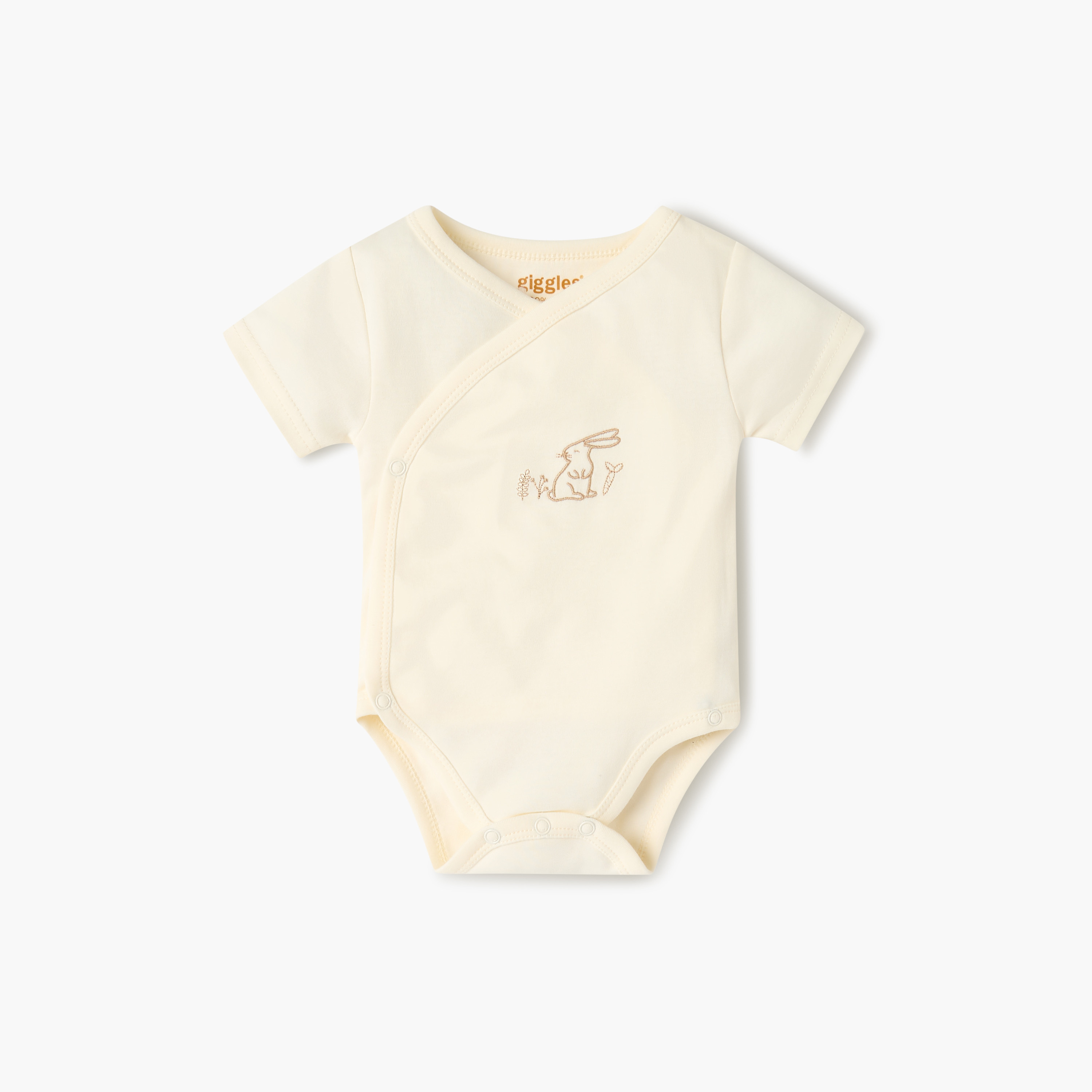 بودي سوت بتطريزات أرنب وأكمام قصيرة وأزرار إغلاق من جيجلز-baby-boys-clothing-bodysuits-image-1