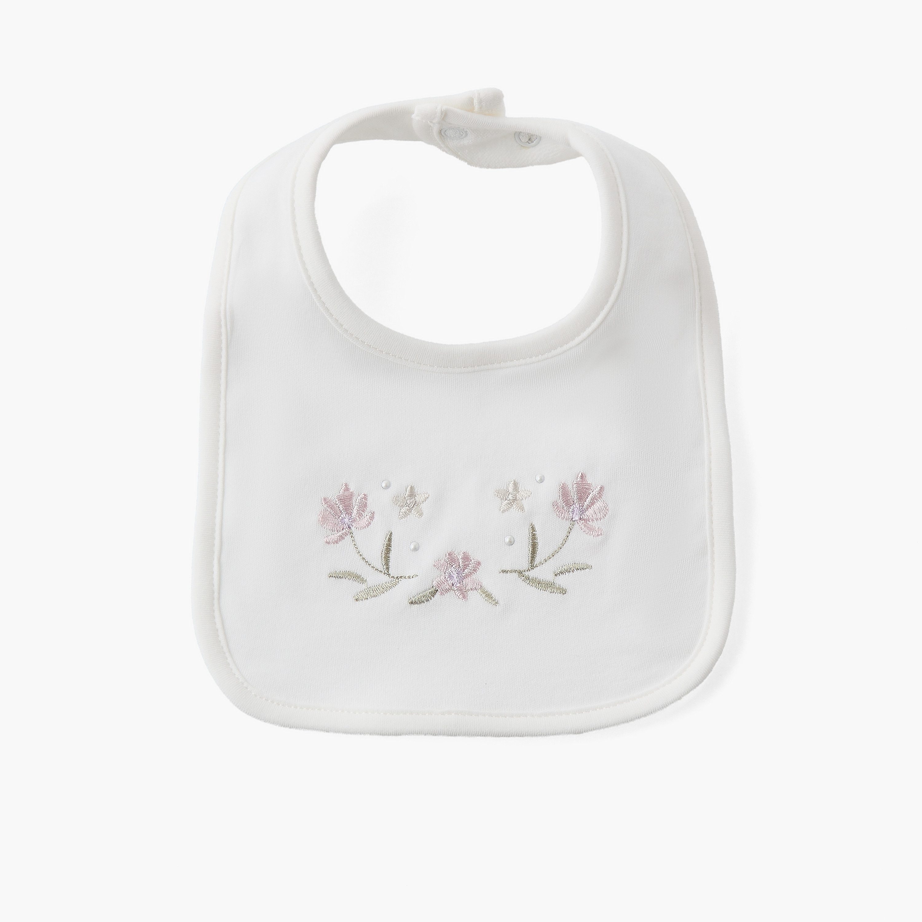 Giggles Baby Bib with Floral Embroidery-baby-feeding-bibs-image-1