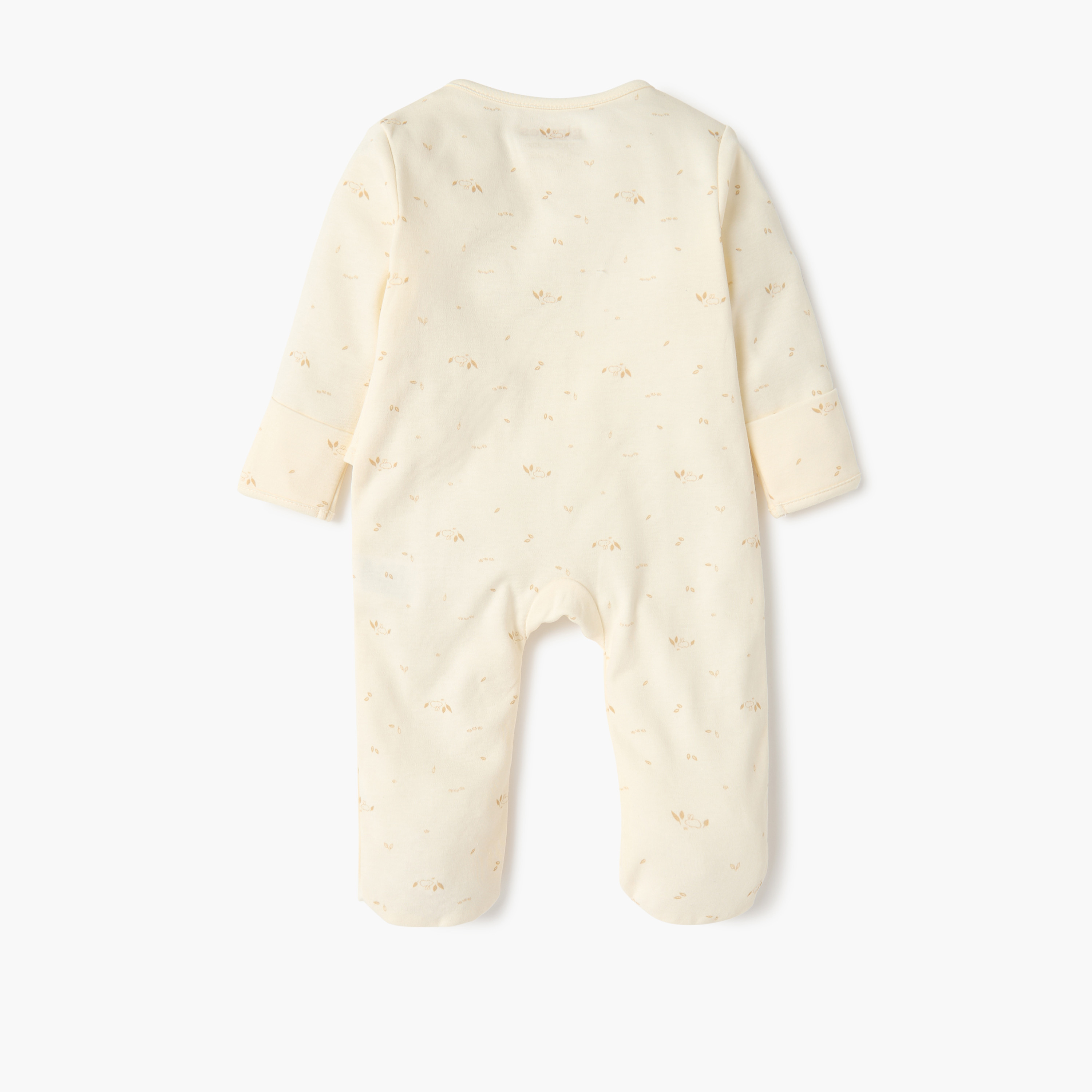 Giggles Bunny Embroidered Closed Feet Sleepsuit with Long Sleeves-baby-girls-clothing-nightwear-sleepsuits-image-2
