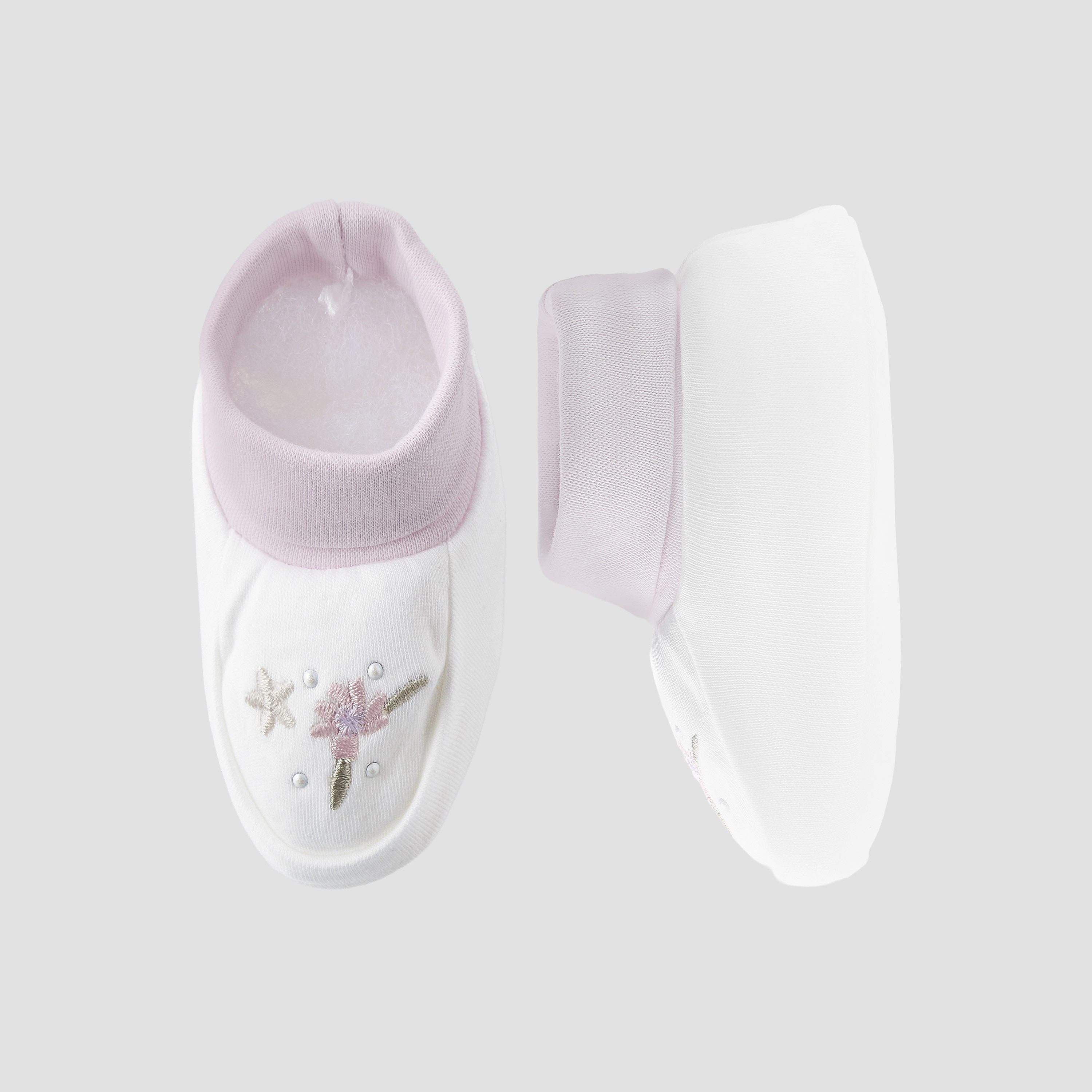 Giggles Booties with Floral Embroidery-baby-girls-shoes-booties-image-1