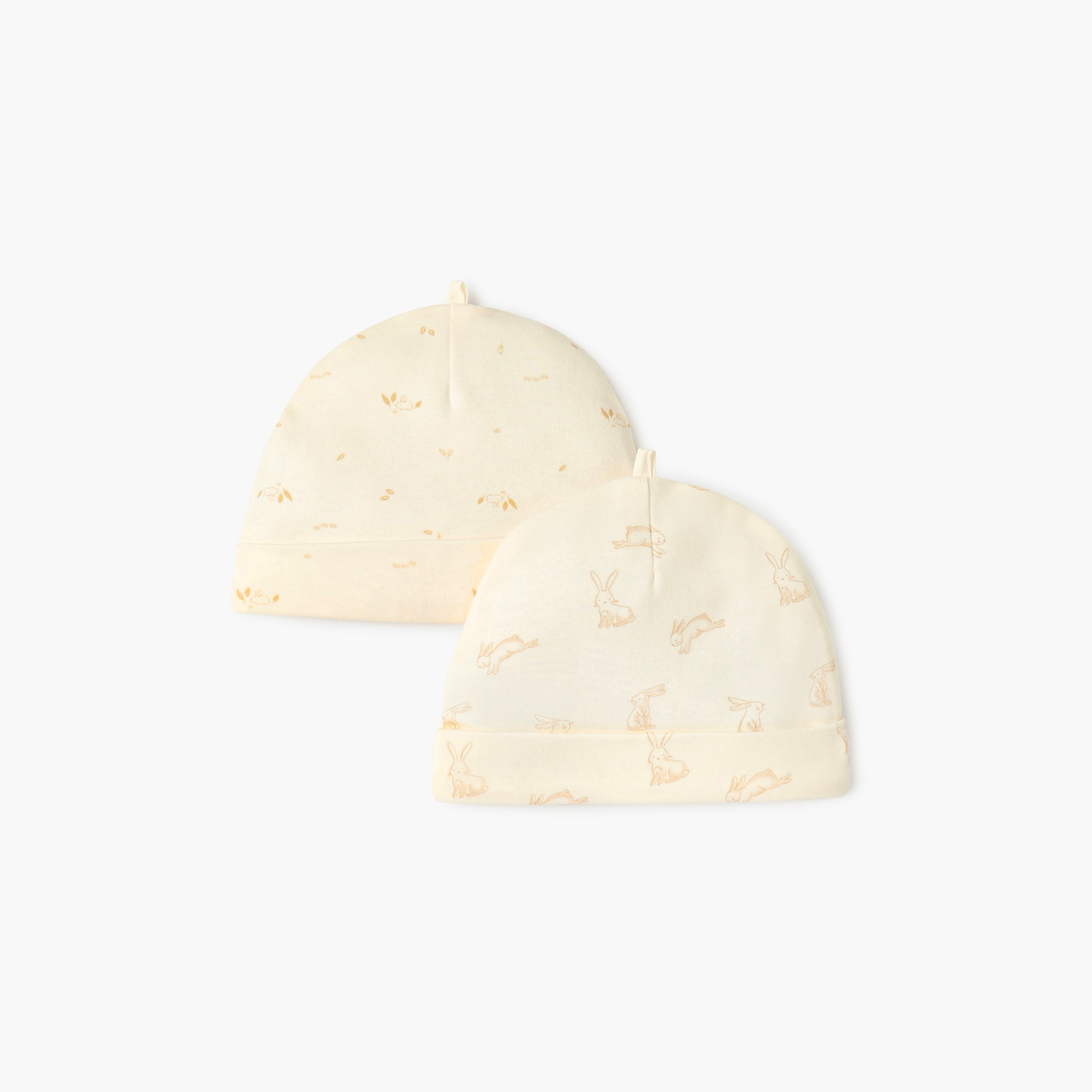 Juniors Bunny Print Cap - Set of 2-baby-boys-accessories-caps-image-1