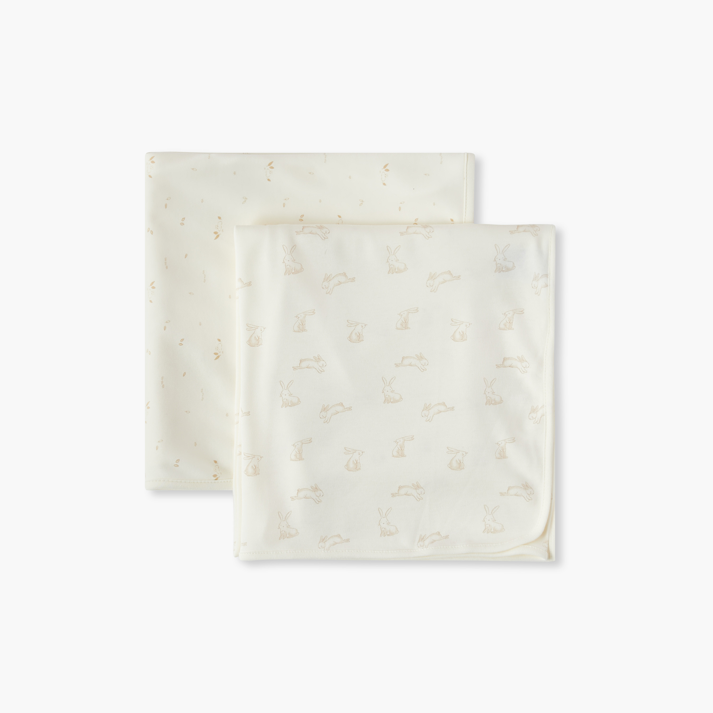 Giggles 2-Piece Bunny Print Receiving Blanket Set - 70x70 cm-baby-nursery-blanketsandswaddles-receivingblankets-image-3