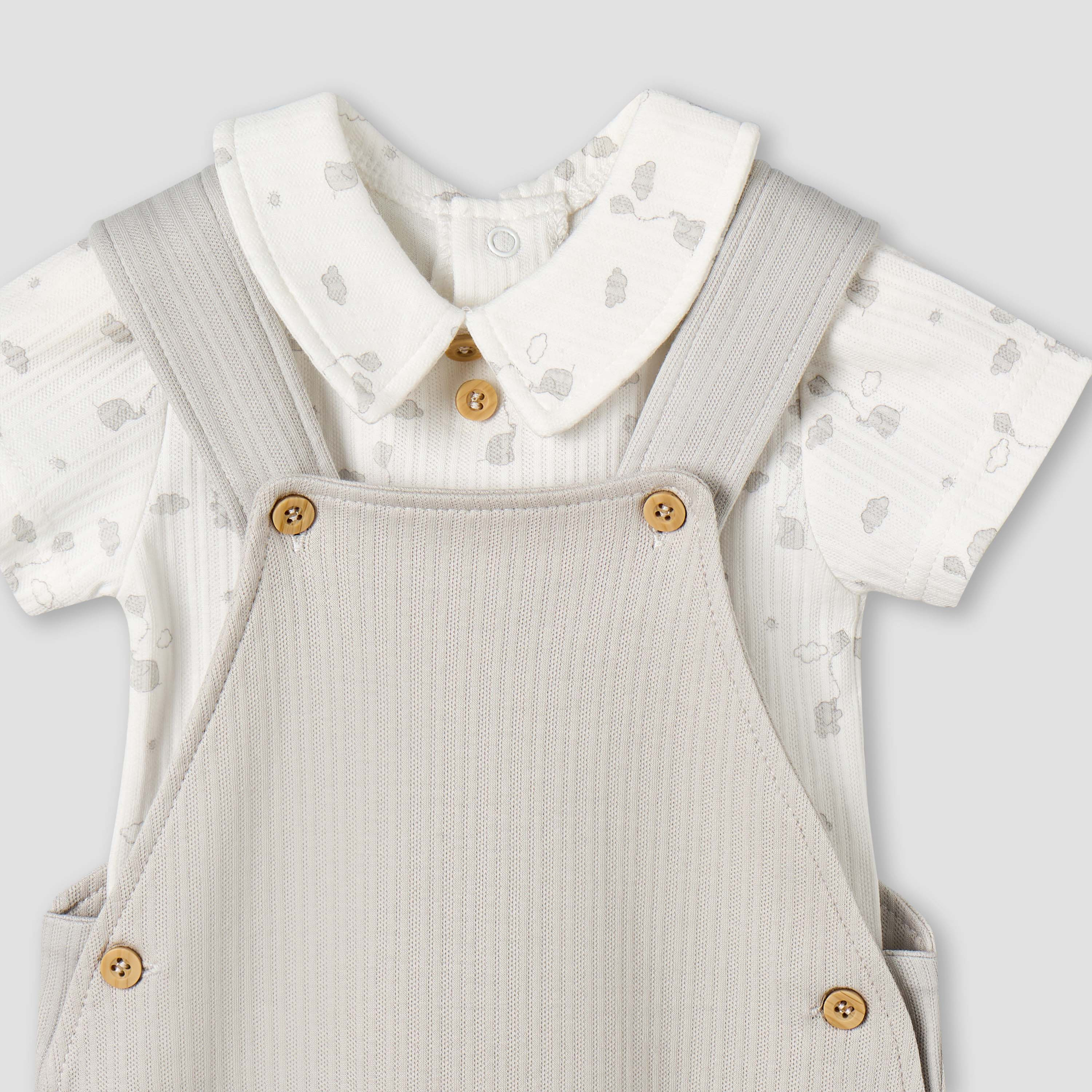 Giggles Collared Short Sleeves Top and Dungaree Set with Print-baby-boys-clothing-setsandcoords-image-4