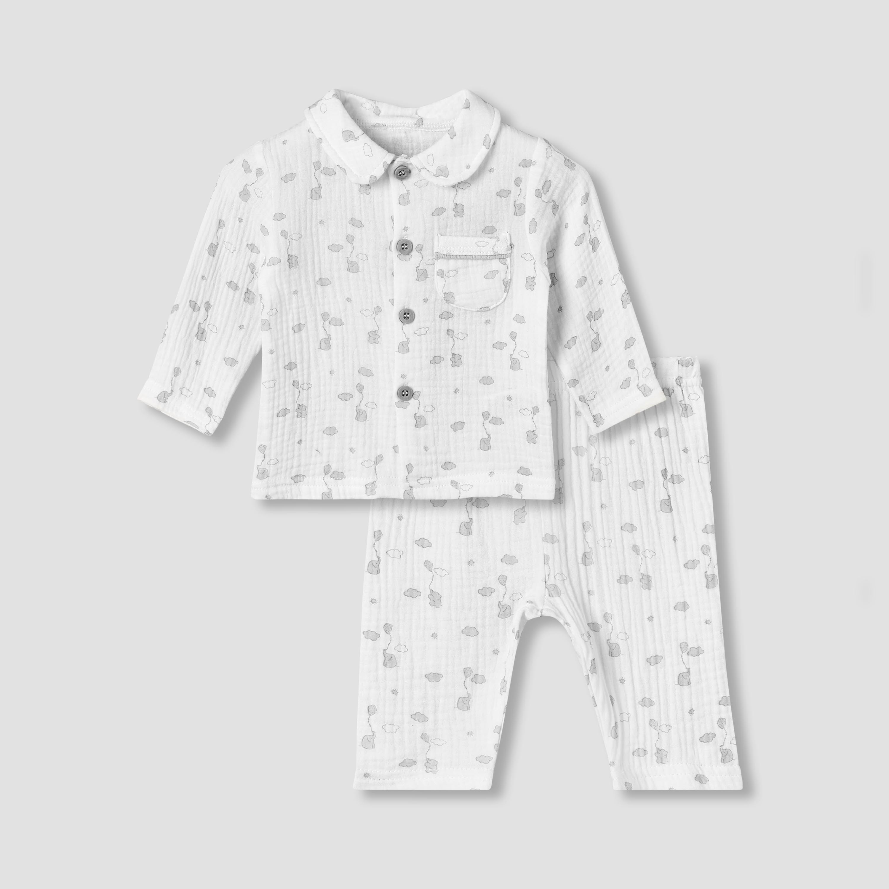 طقم بيجاما قطن بياقة عادية وأكمام طويلة وطبعات من جيجلز-baby-boys-clothing-nightwear-pyjamasets-image-2