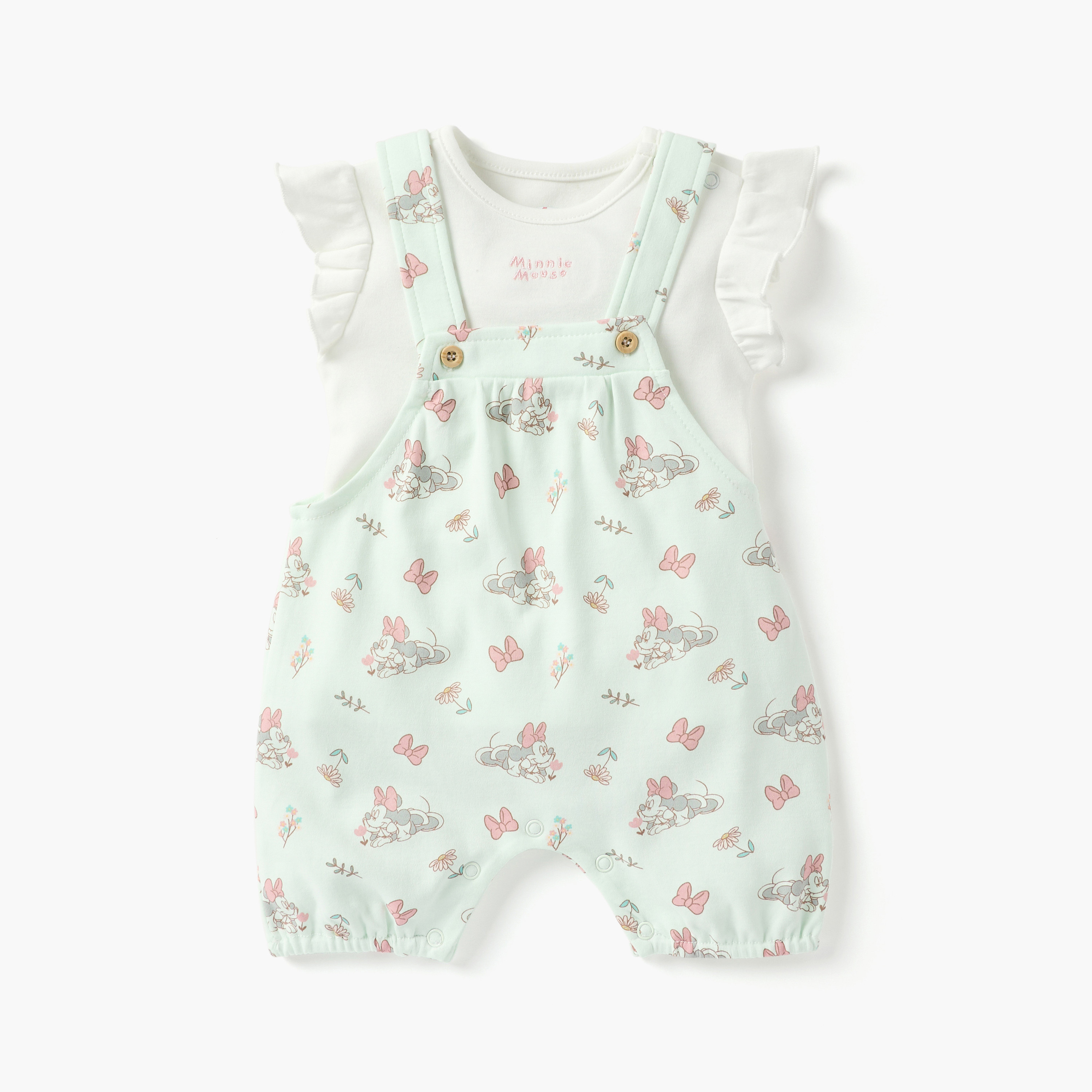 طقم تيشيرت سادة ودنغري بطبعات ميني ماوس من ديزني-baby-girls-clothing-rompers-image-1