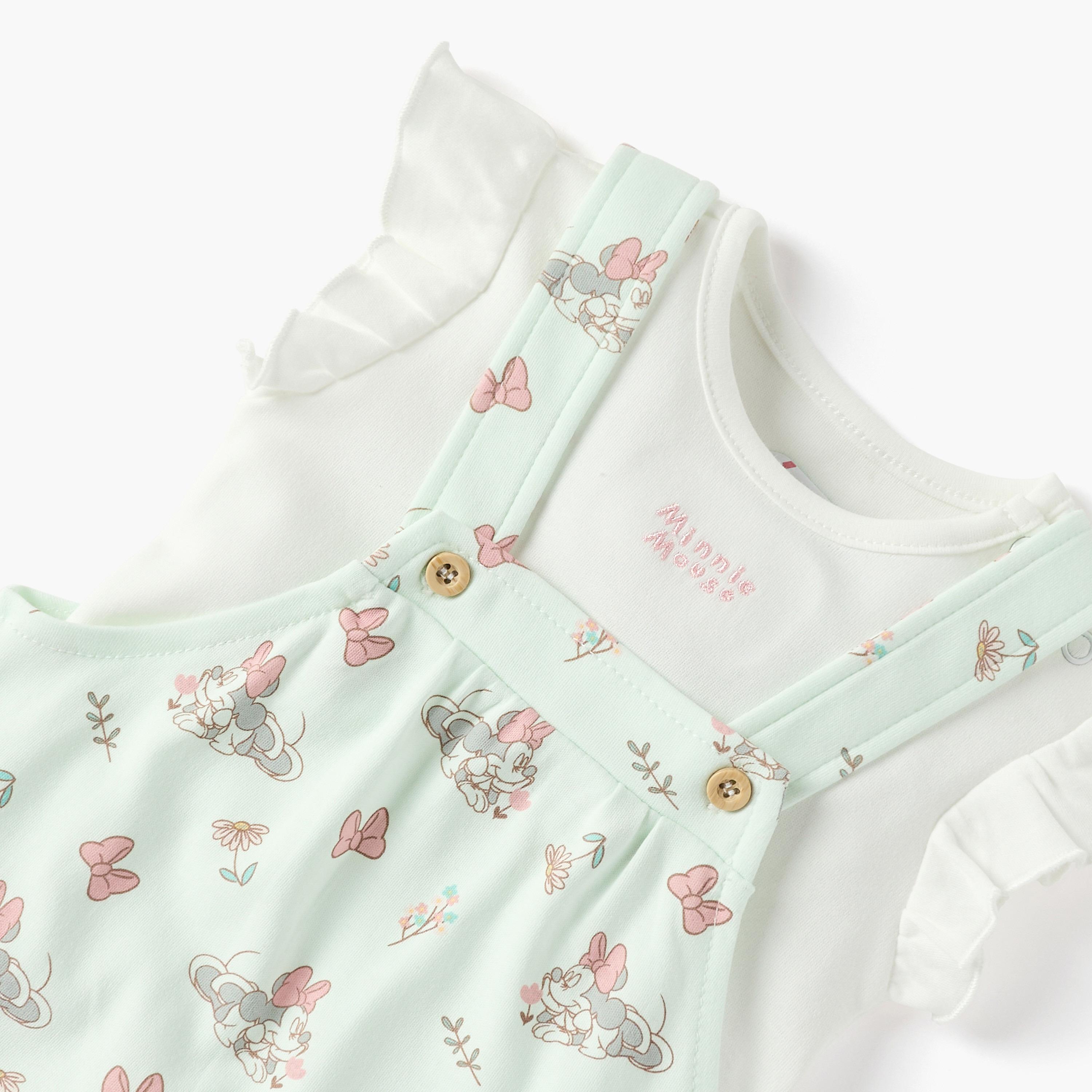 طقم تيشيرت سادة ودنغري بطبعات ميني ماوس من ديزني-baby-girls-clothing-rompers-image-4