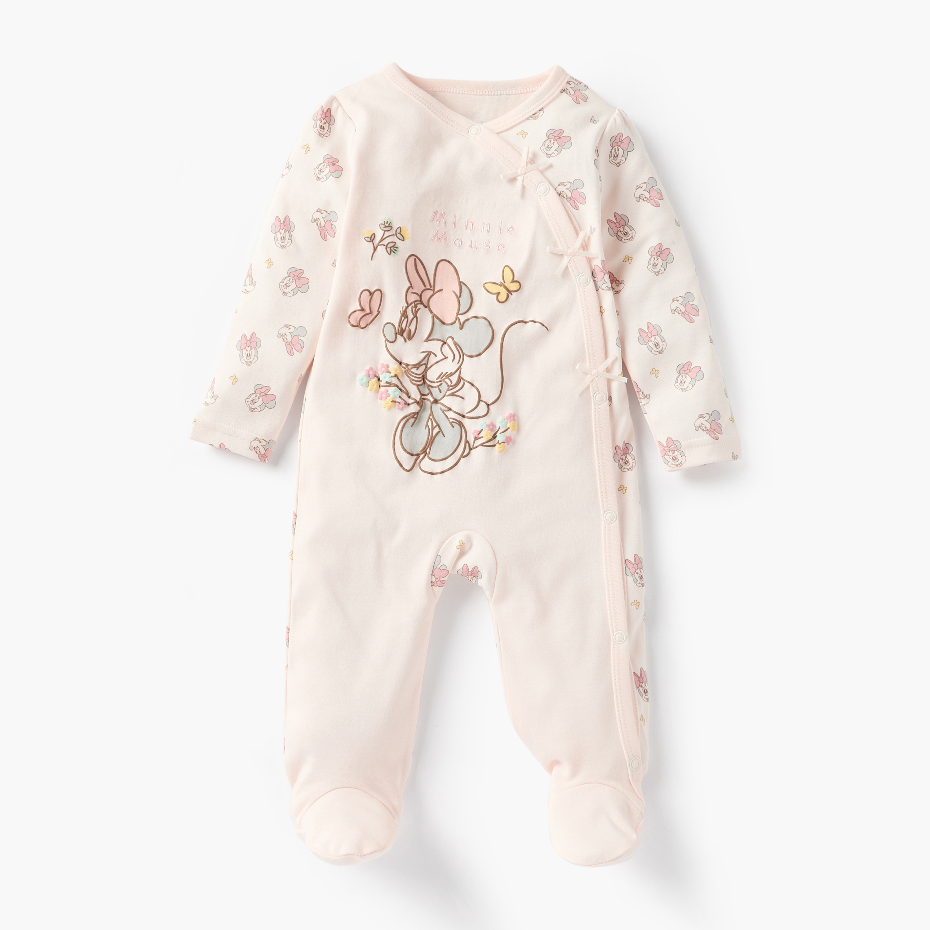 Disney Minnie Mouse Print Closed Foot Sleepsuit with Long Sleeves-baby-girls-clothing-nightwear-sleepsuits-image-1