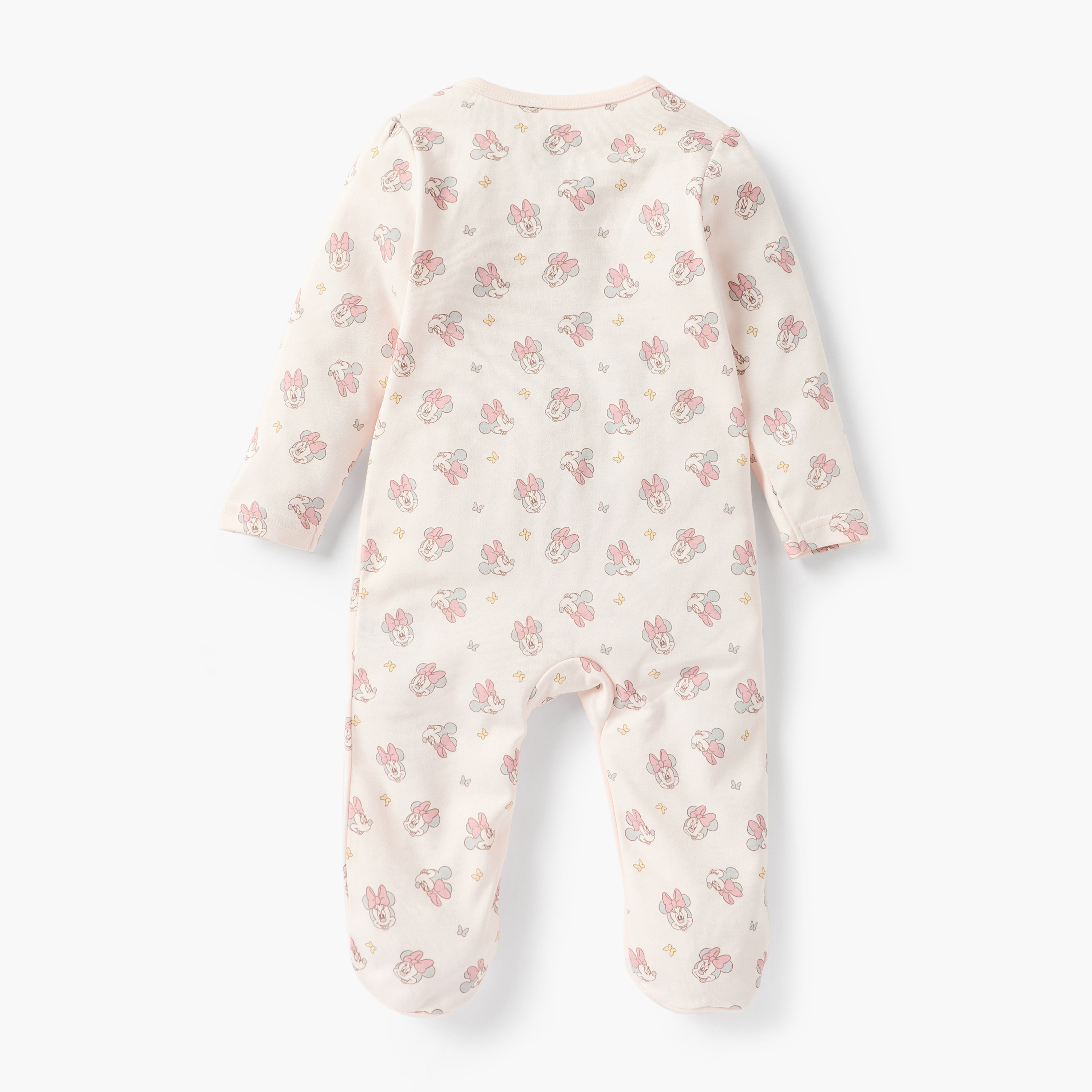 Disney Minnie Mouse Print Closed Foot Sleepsuit with Long Sleeves-baby-girls-clothing-nightwear-sleepsuits-image-2