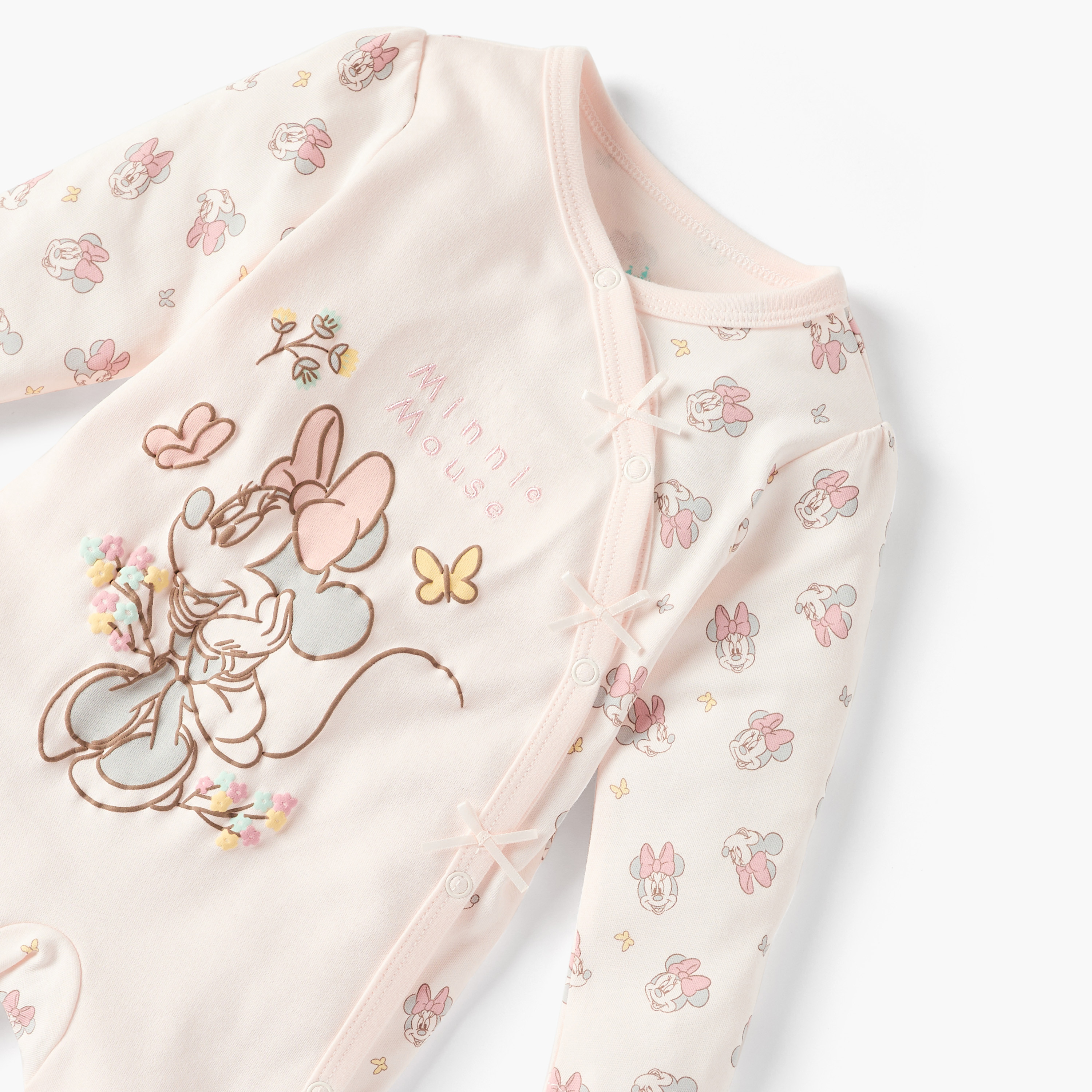 Disney Minnie Mouse Print Closed Foot Sleepsuit with Long Sleeves-baby-girls-clothing-nightwear-sleepsuits-image-3