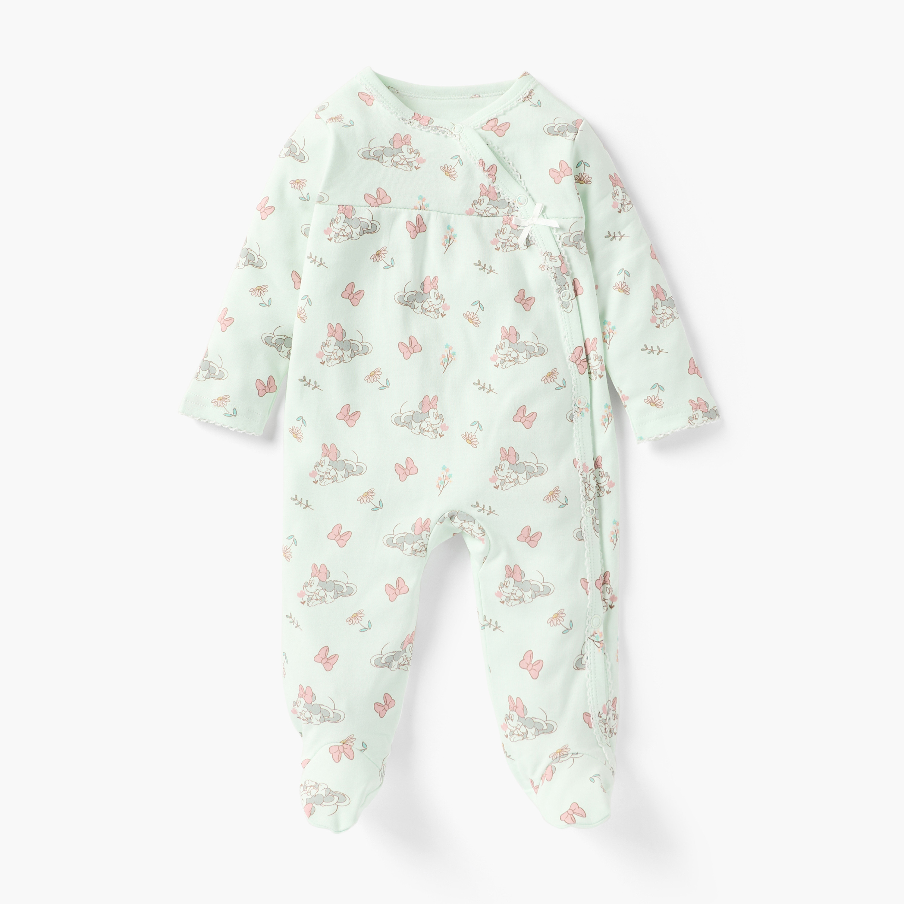 Disney Minnie Mouse Print Closed Foot Sleepsuit with Long Sleeves-baby-girls-clothing-nightwear-sleepsuits-image-1