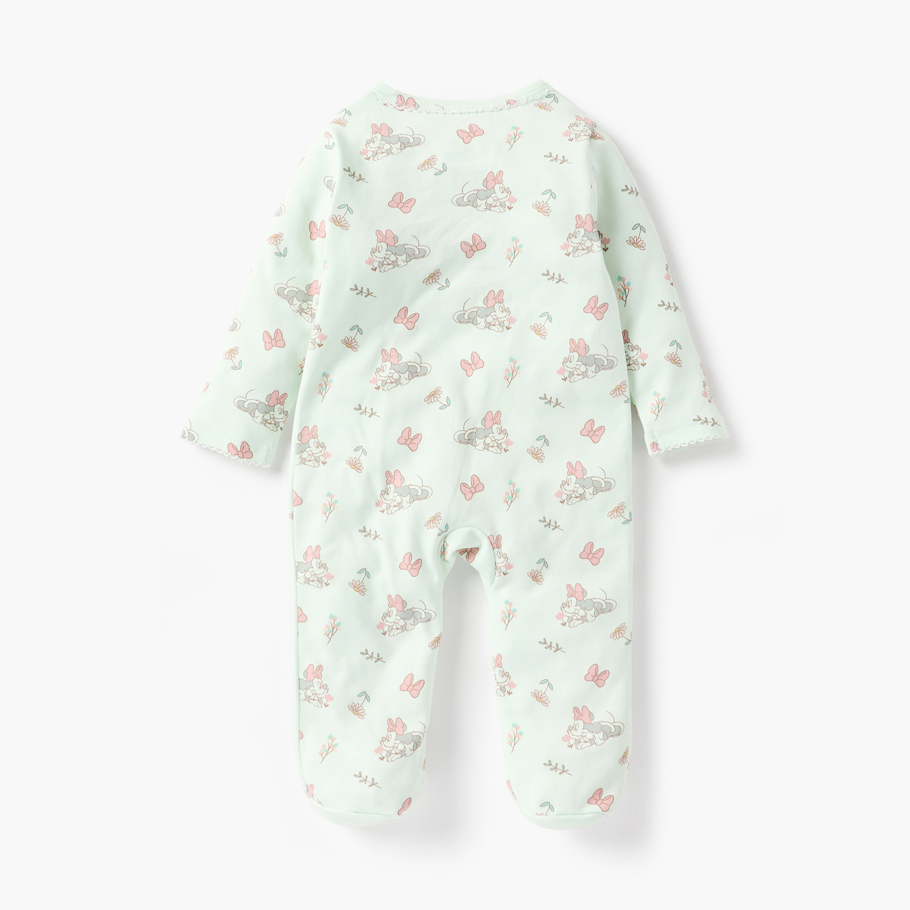 Disney Minnie Mouse Print Closed Foot Sleepsuit with Long Sleeves-baby-girls-clothing-nightwear-sleepsuits-image-2