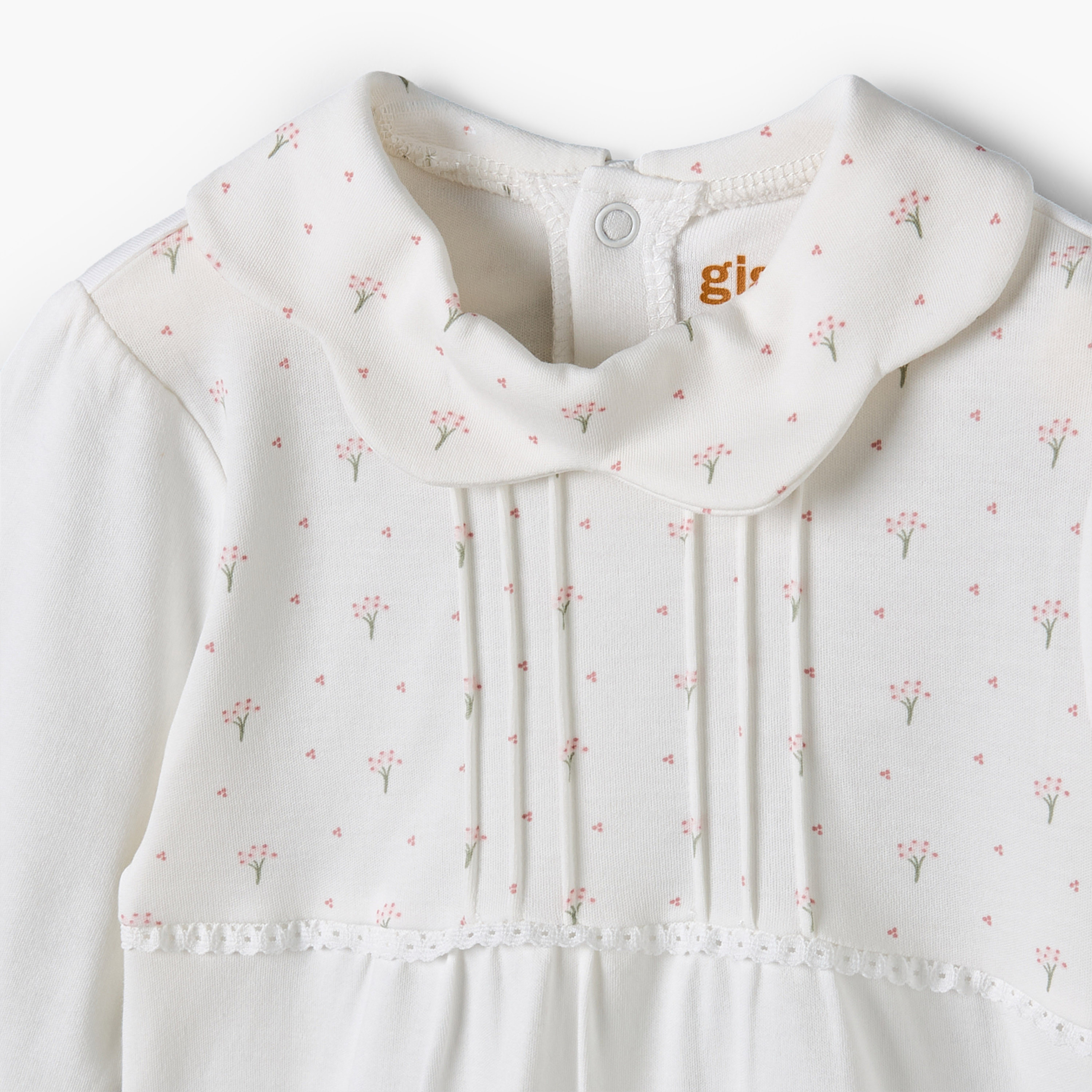 Giggles Supima Cotton Collared Long Sleeves Sleepsuit with Floral Print-baby-girls-clothing-nightwear-sleepsuits-image-4