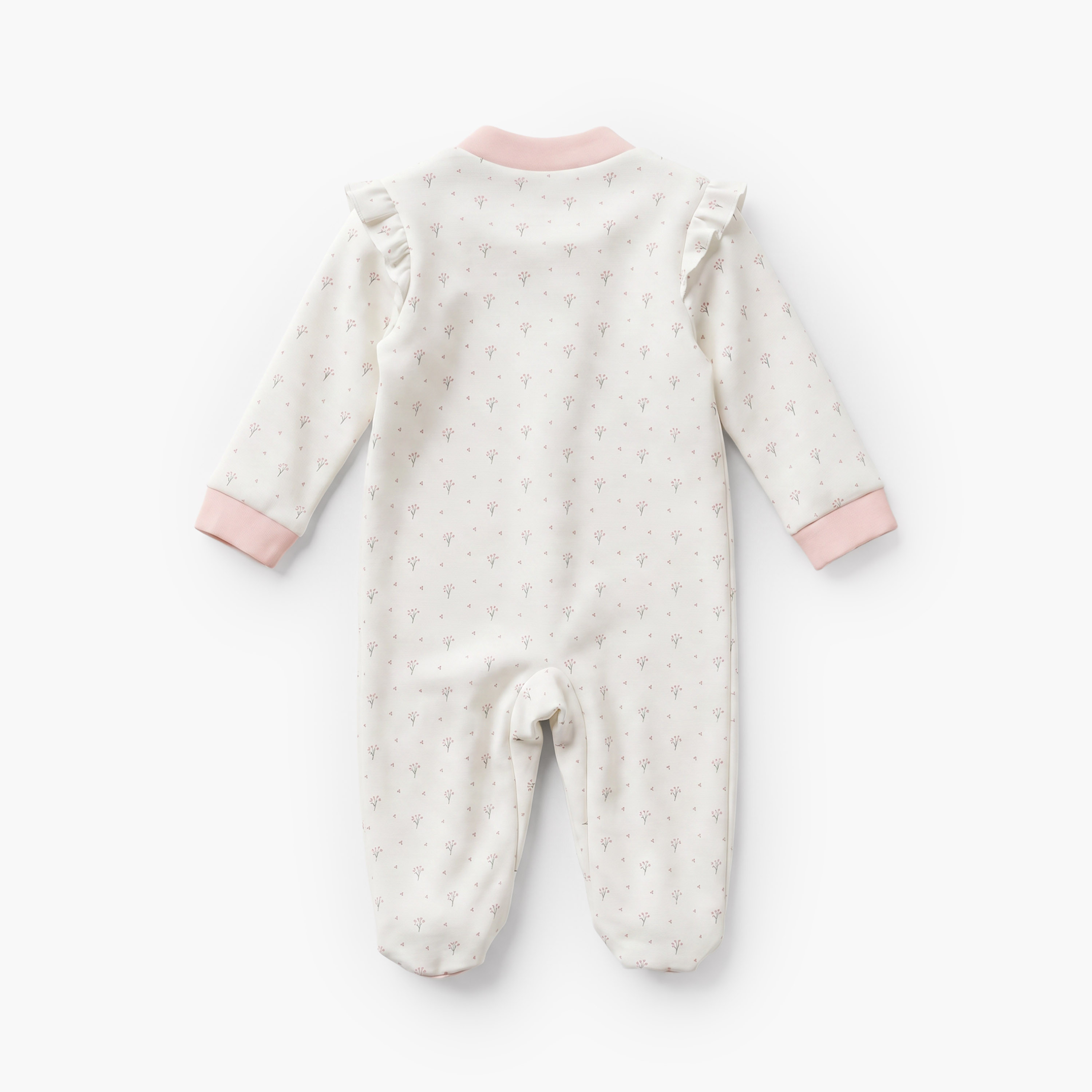 Giggles Supima Cotton Mandarin Collar Long Sleeves Sleepsuit with Floral Print-baby-girls-clothing-nightwear-sleepsuits-image-3