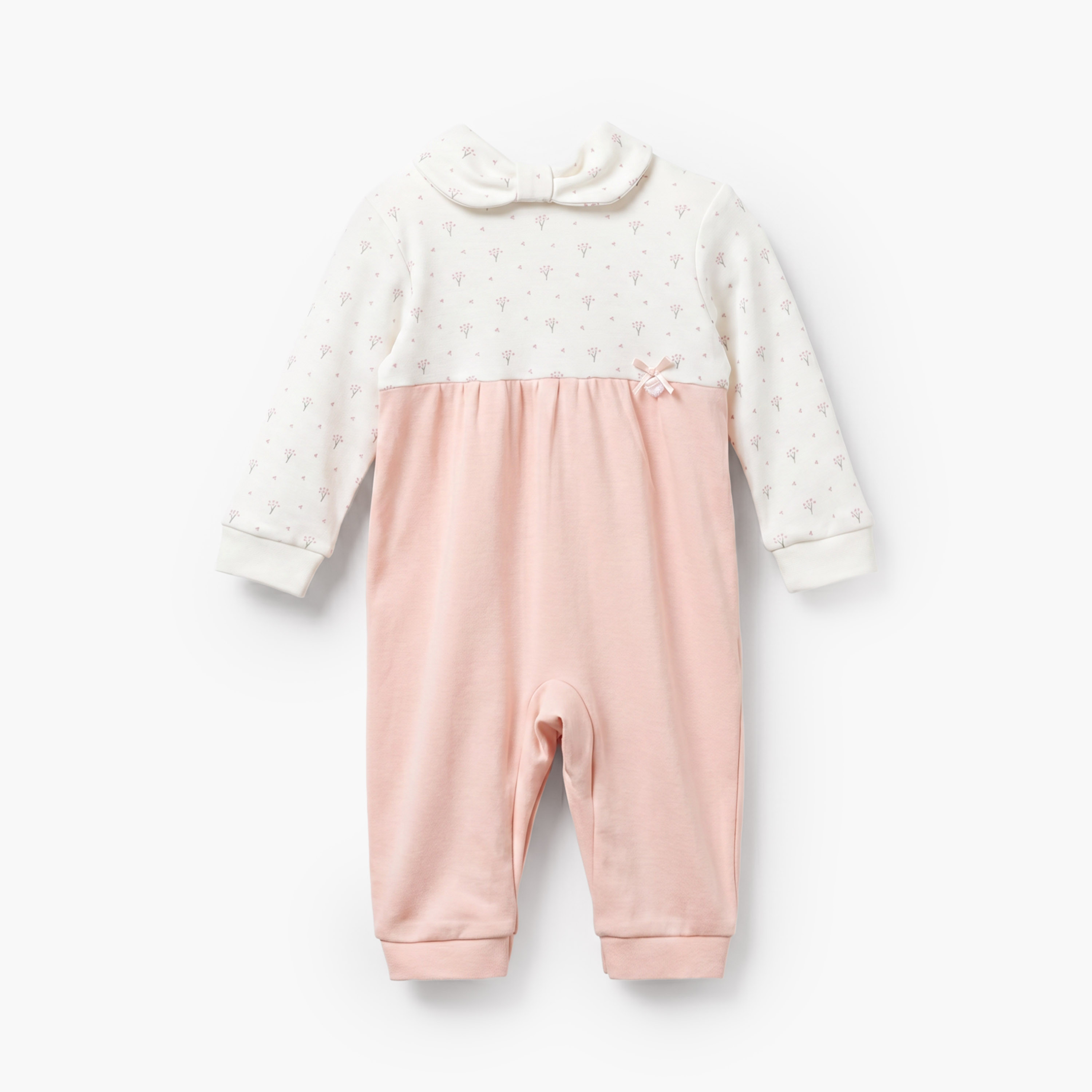Giggles Supima Cotton Collared Long Sleeves Sleepsuit with Floral Print-baby-girls-clothing-nightwear-sleepsuits-image-2