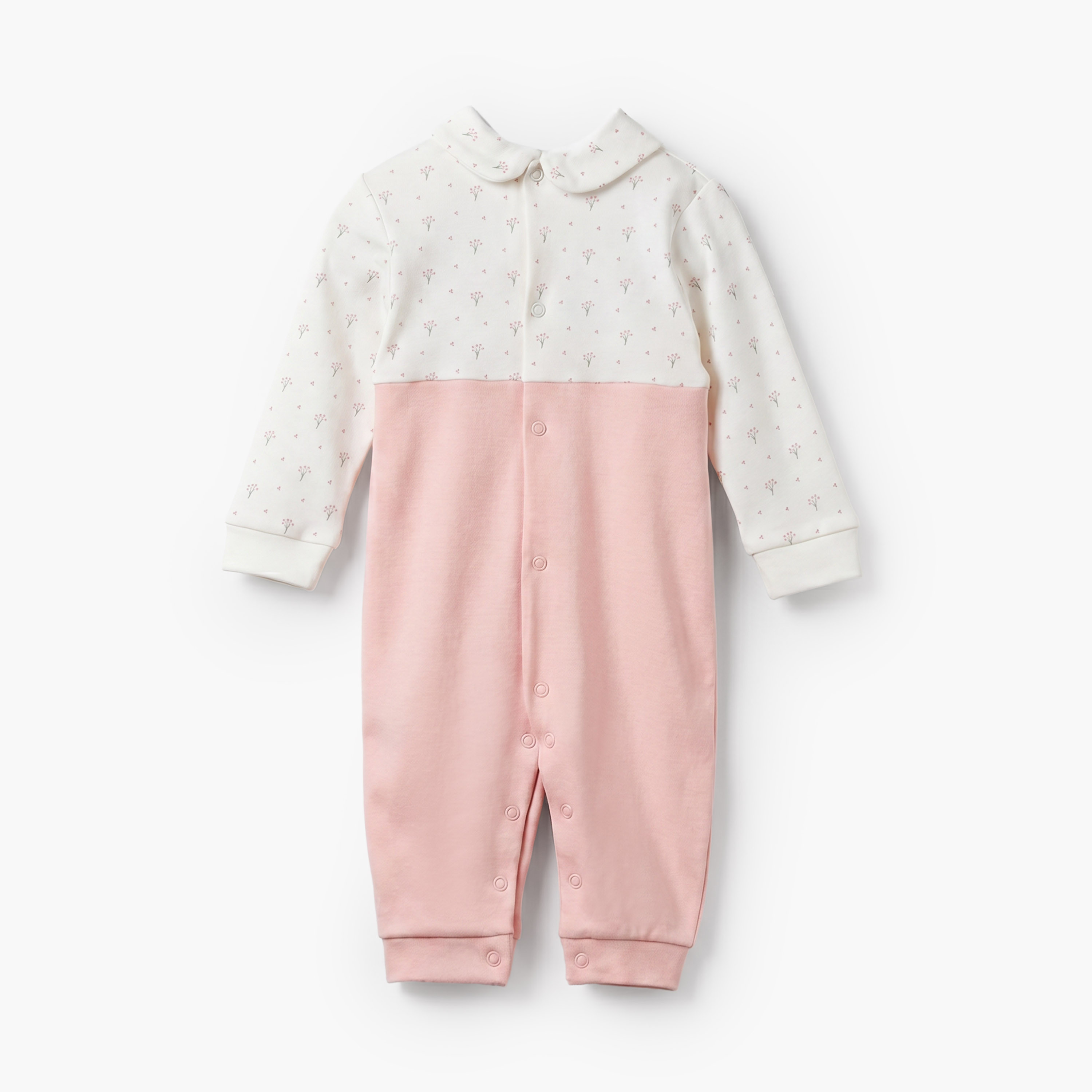 Giggles Supima Cotton Collared Long Sleeves Sleepsuit with Floral Print-baby-girls-clothing-nightwear-sleepsuits-image-3