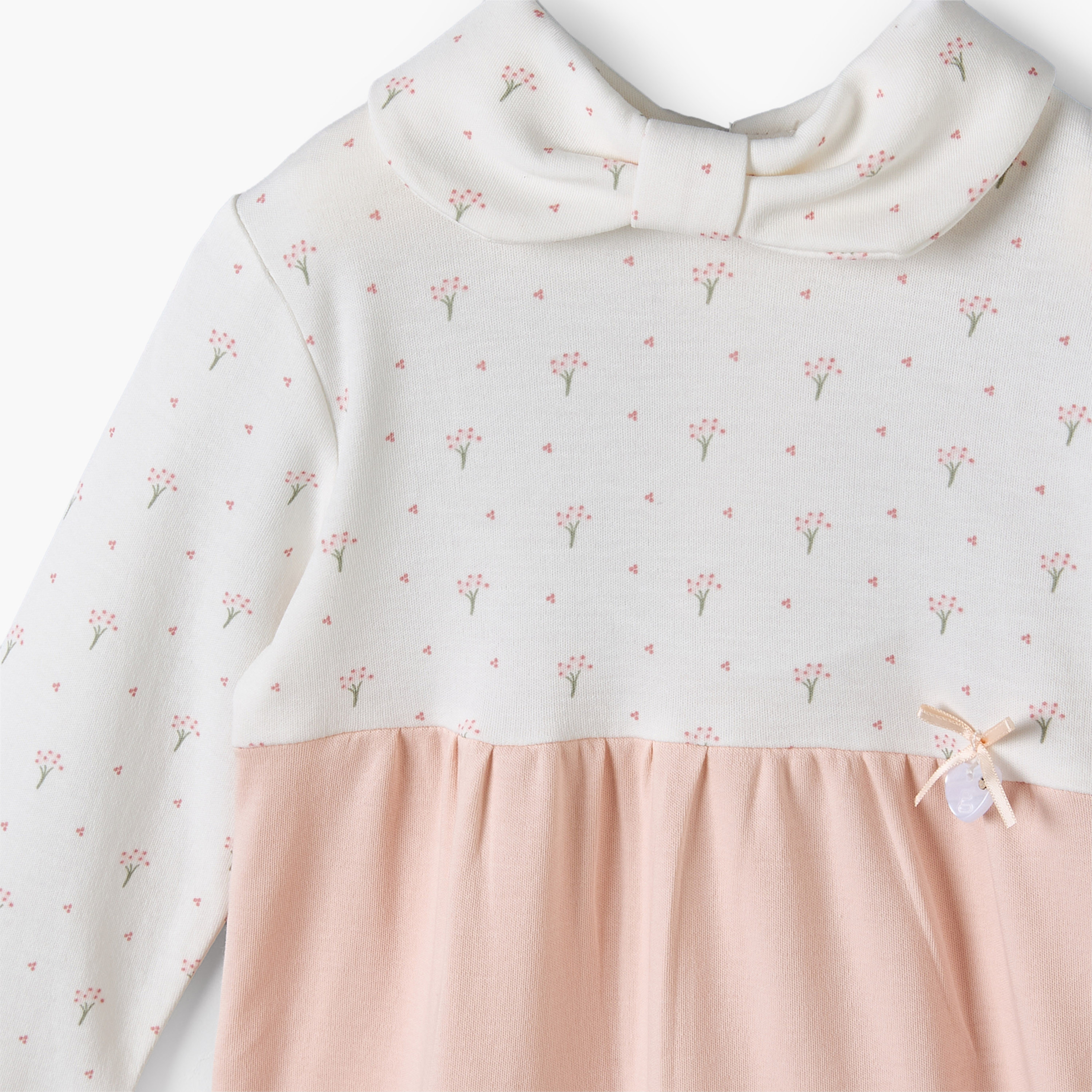 Giggles Supima Cotton Collared Long Sleeves Sleepsuit with Floral Print-baby-girls-clothing-nightwear-sleepsuits-image-4