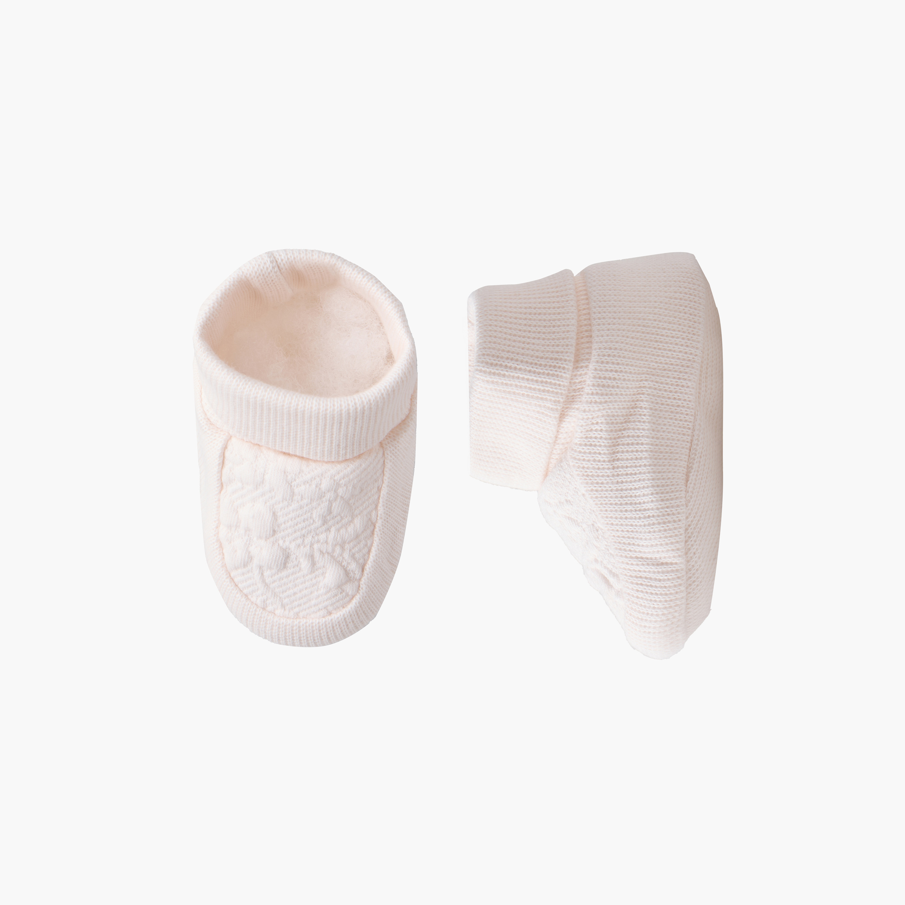 Giggles Booties with Cuffed Hem, Floral Texture-baby-girls-clothing-winterwear-winteraccessories-image-1