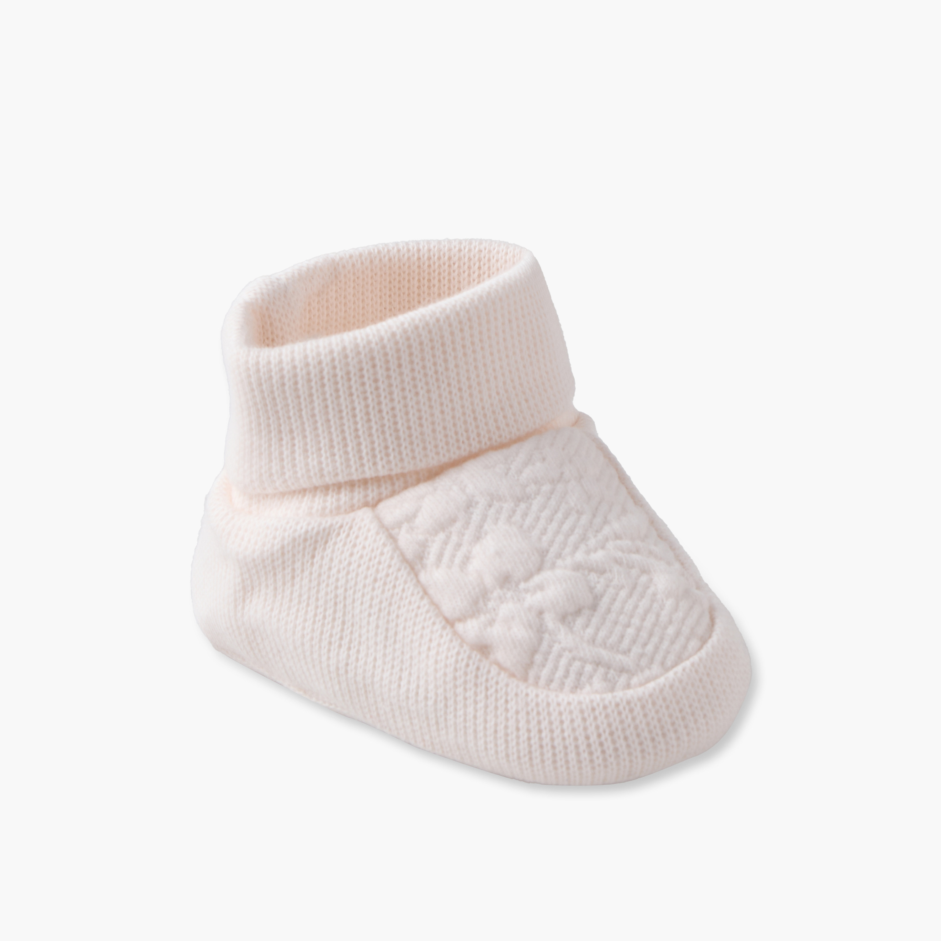 Giggles Booties with Cuffed Hem, Floral Texture-baby-girls-clothing-winterwear-winteraccessories-image-2