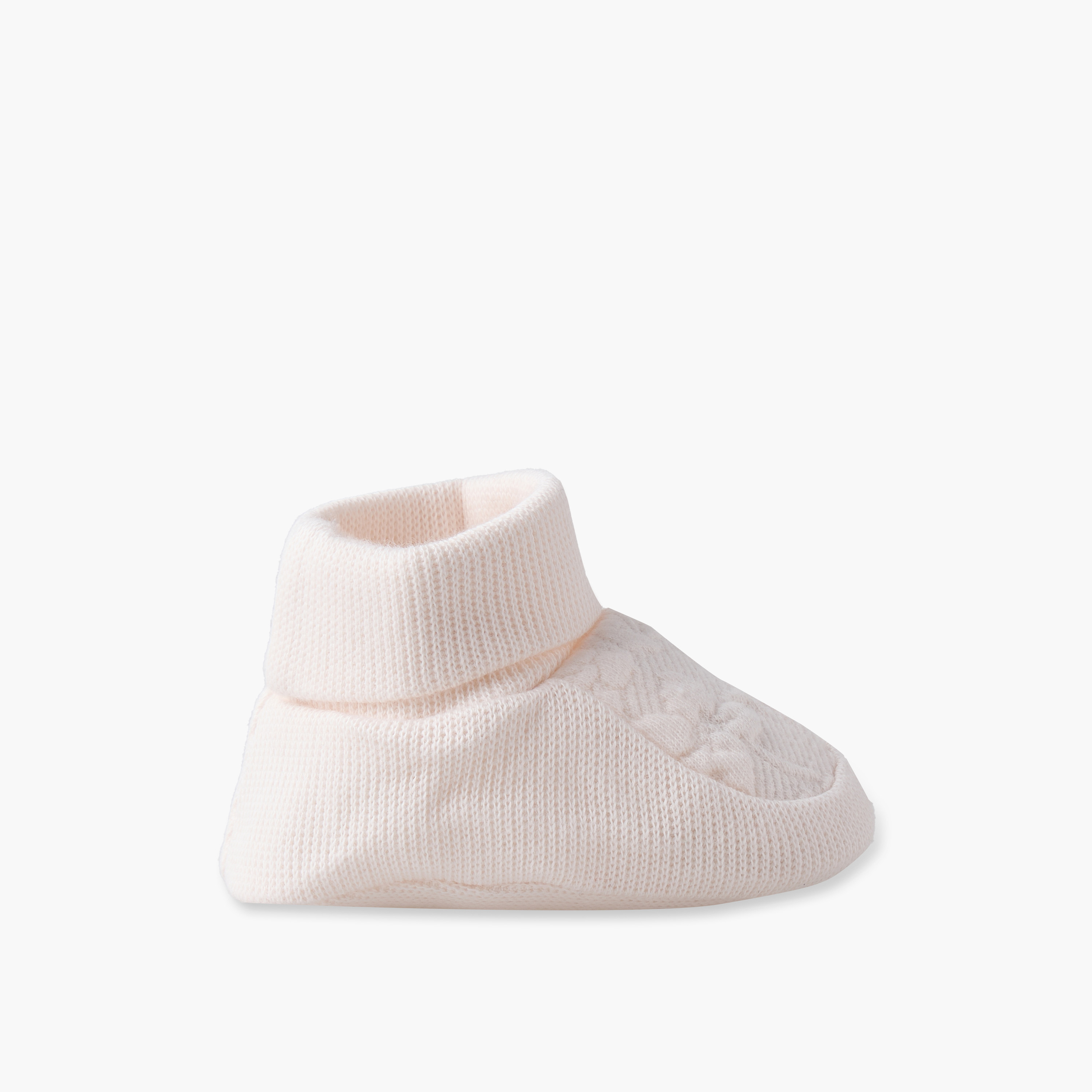 Giggles Booties with Cuffed Hem, Floral Texture-baby-girls-clothing-winterwear-winteraccessories-image-3
