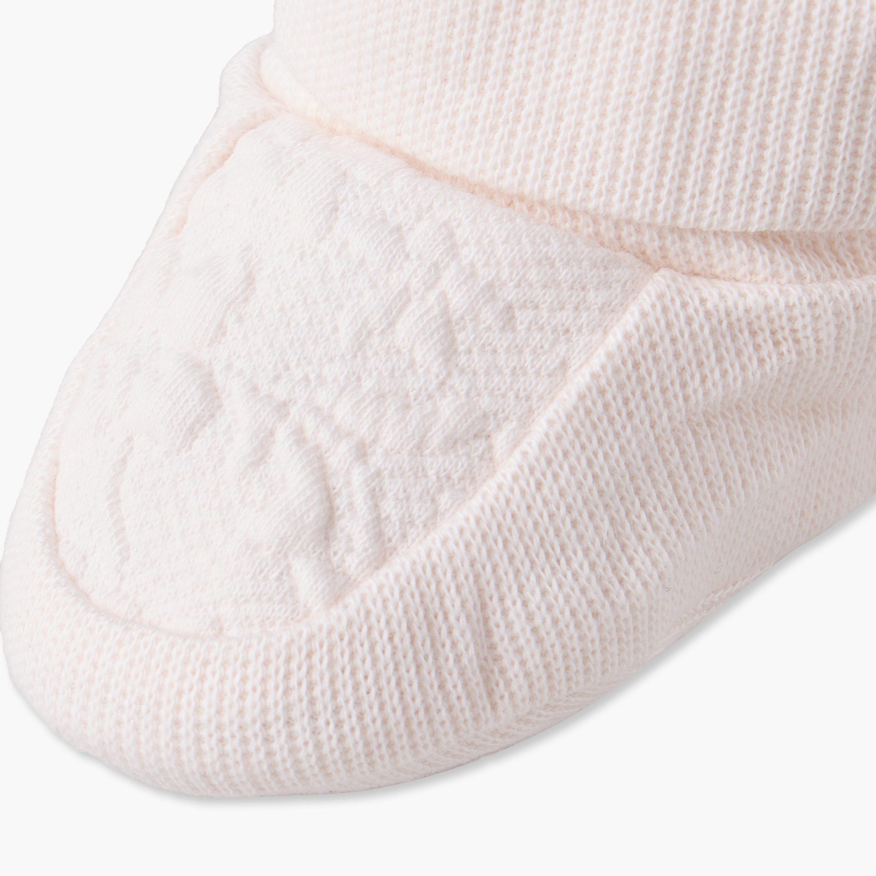 Giggles Booties with Cuffed Hem, Floral Texture-baby-girls-clothing-winterwear-winteraccessories-image-4