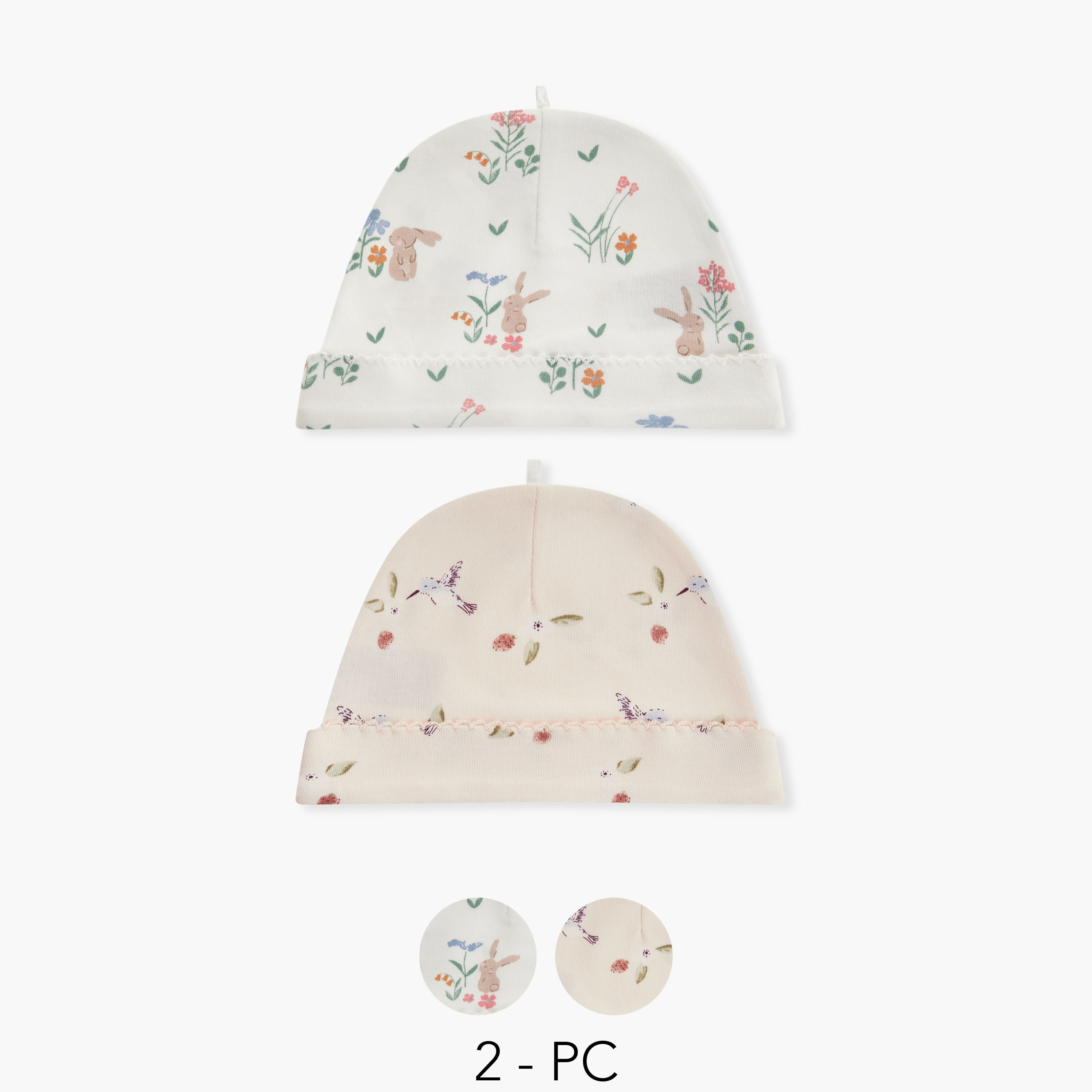 Juniors Printed Cap - Set of 2-baby-girls-accessories-caps-image-1