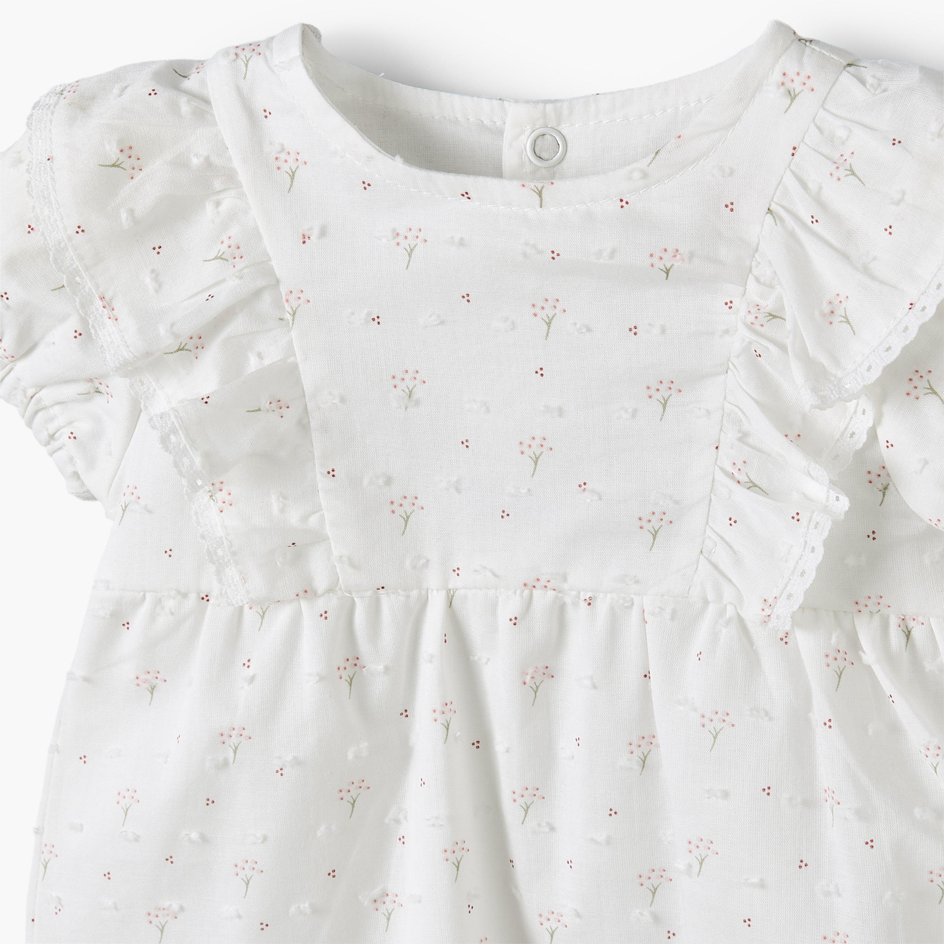 Giggles Round Neck Short Sleeves Knee Length Dress with Botanical Print-baby-girls-clothing-dressesandjumpsuits-image-4