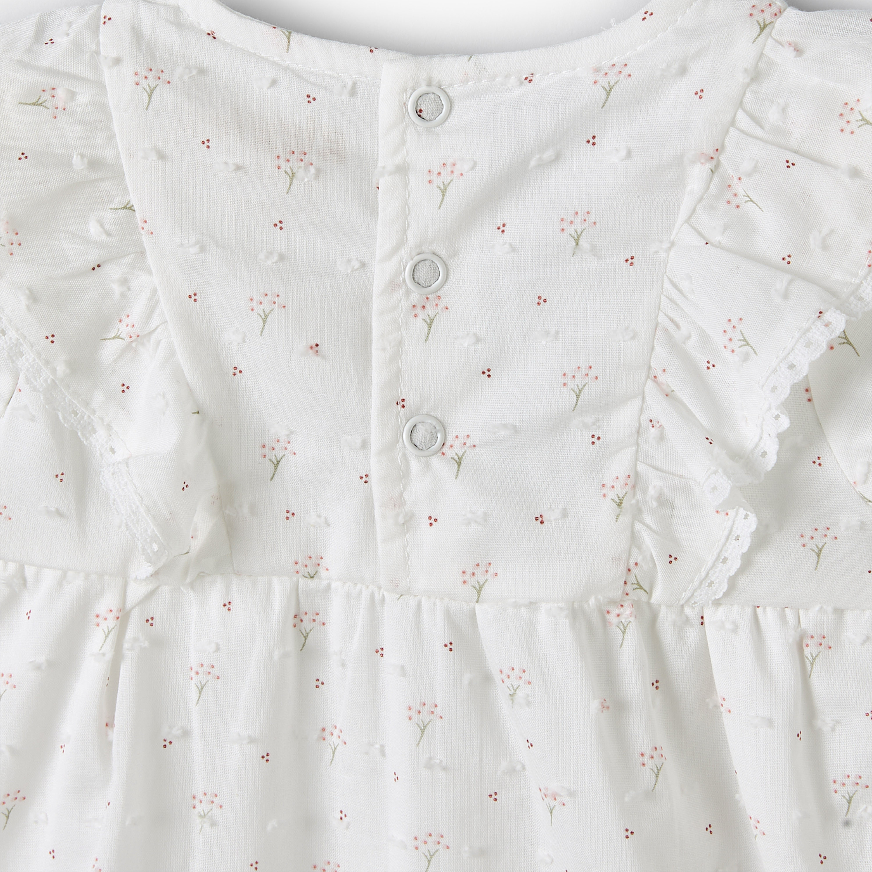 Giggles Round Neck Short Sleeves Knee Length Dress with Botanical Print-baby-girls-clothing-dressesandjumpsuits-image-5