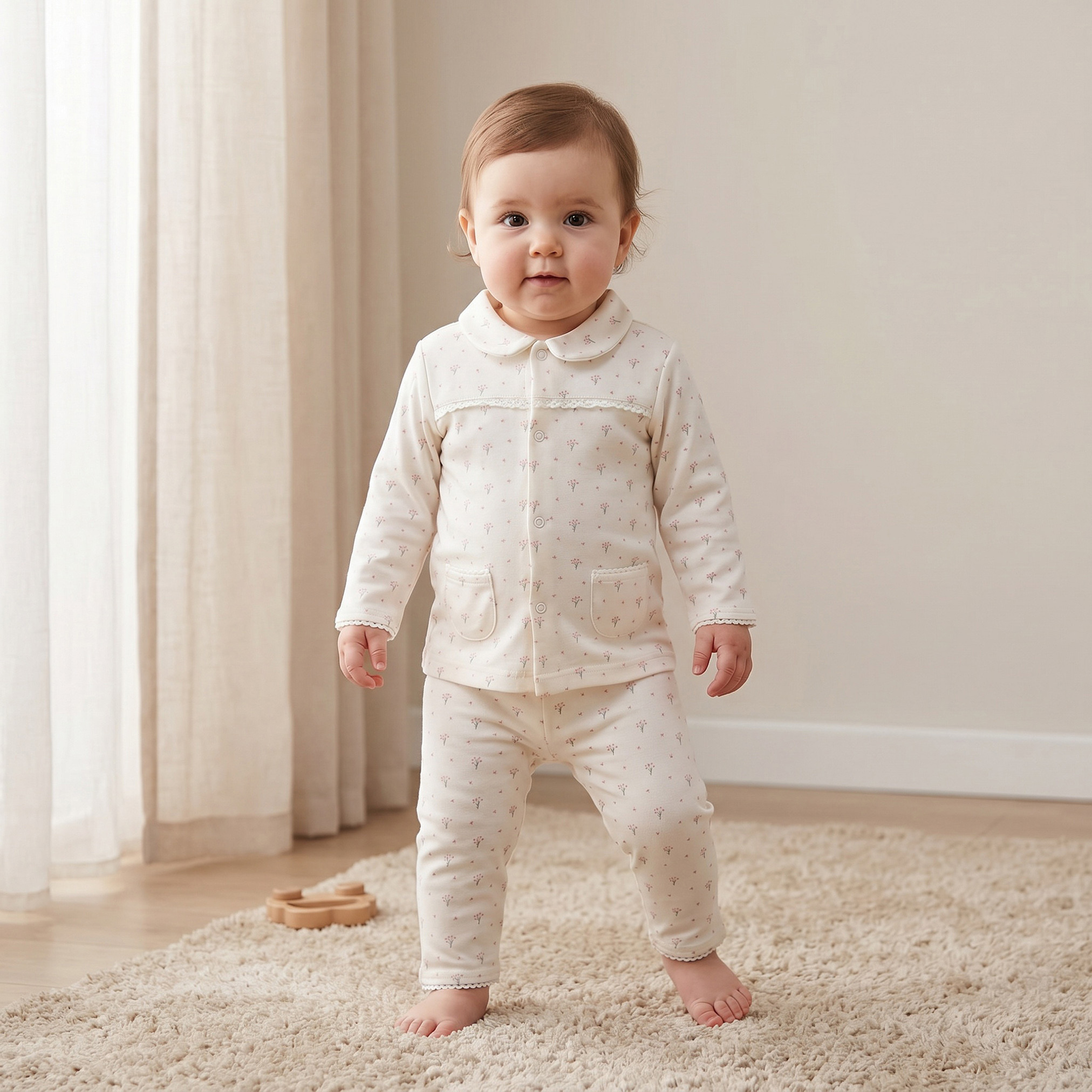 Giggles Supima Cotton Collared Long Sleeves Pyjama Set with Floral Print-baby-girls-clothing-nightwear-pyjamasets-image-1
