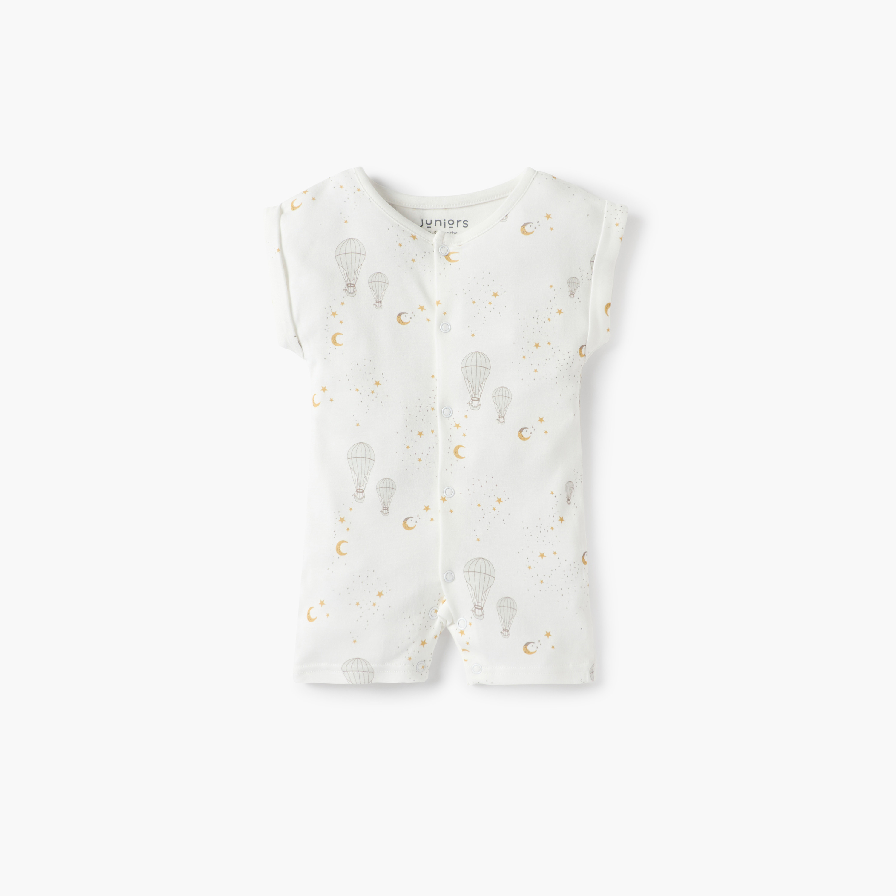 Juniors Moon and Stars Print Short Sleeves Romper - Set of 2-baby-girls-clothing-rompers-image-3