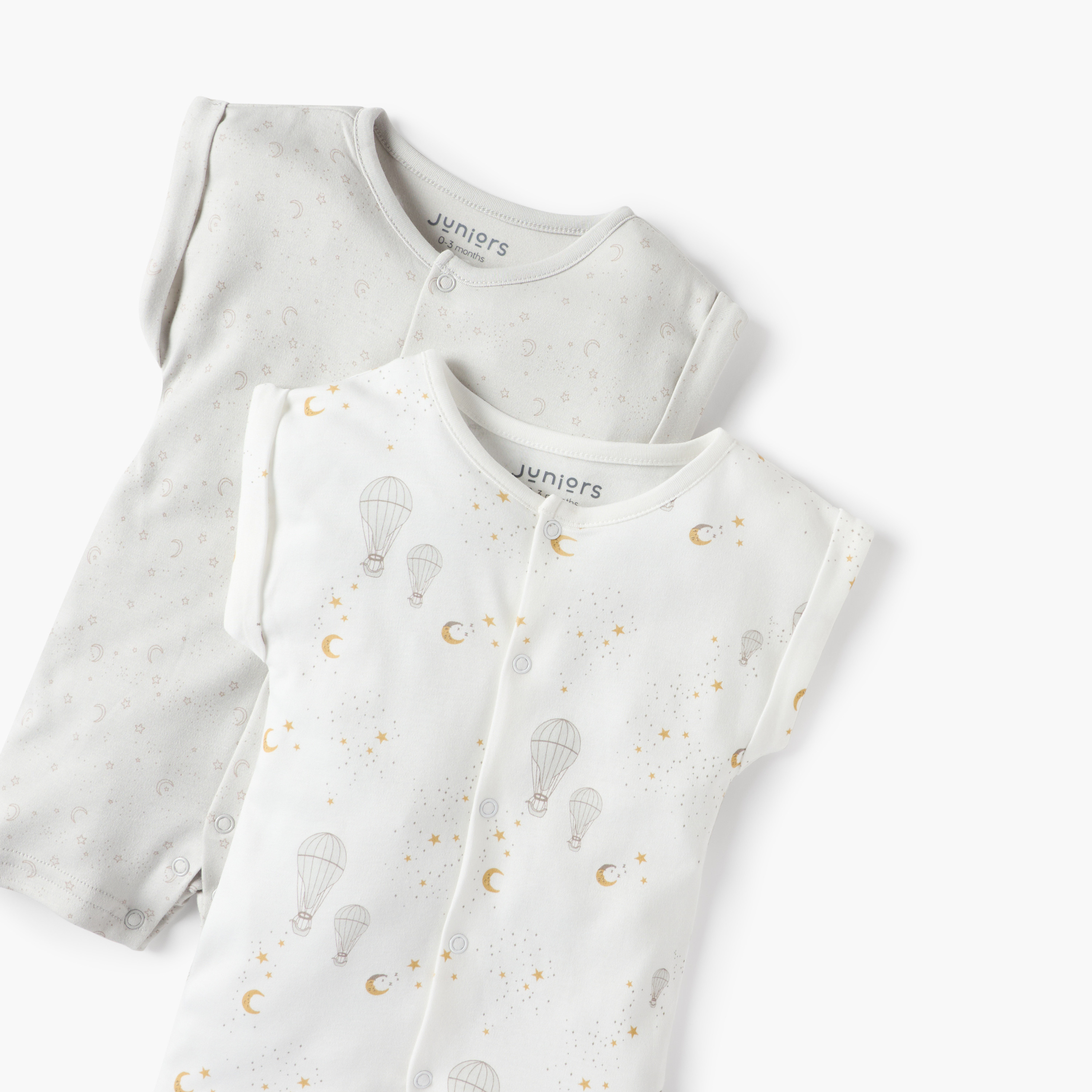 Juniors Moon and Stars Print Short Sleeves Romper - Set of 2-baby-girls-clothing-rompers-image-4