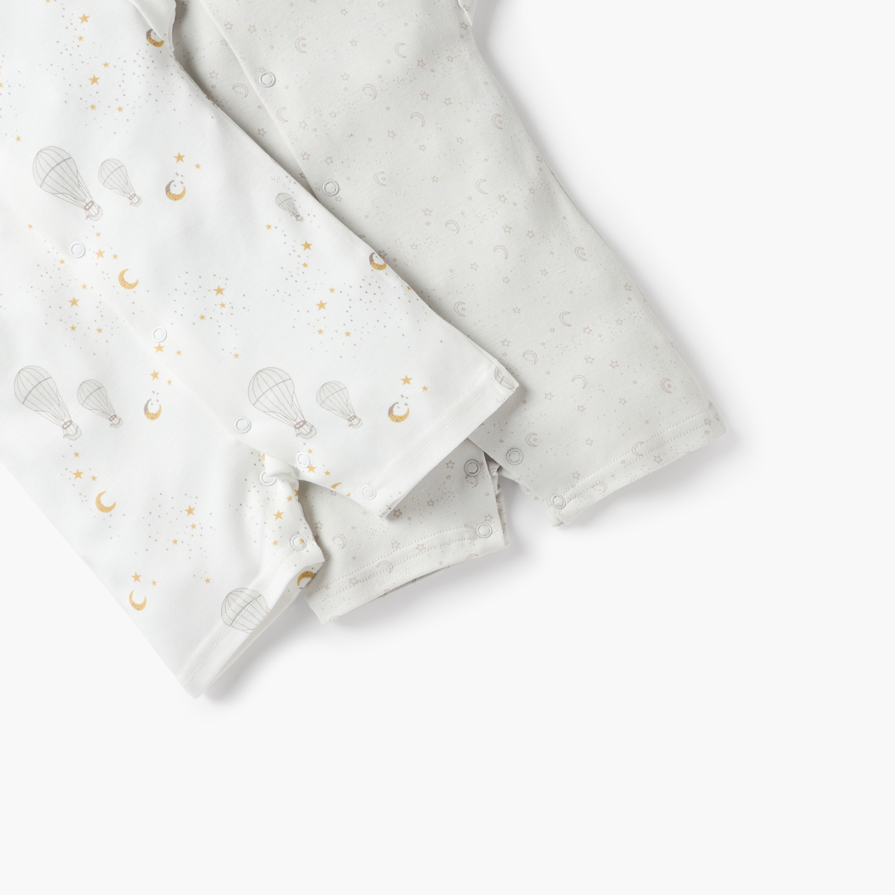 Juniors Moon and Stars Print Short Sleeves Romper - Set of 2-baby-girls-clothing-rompers-image-5