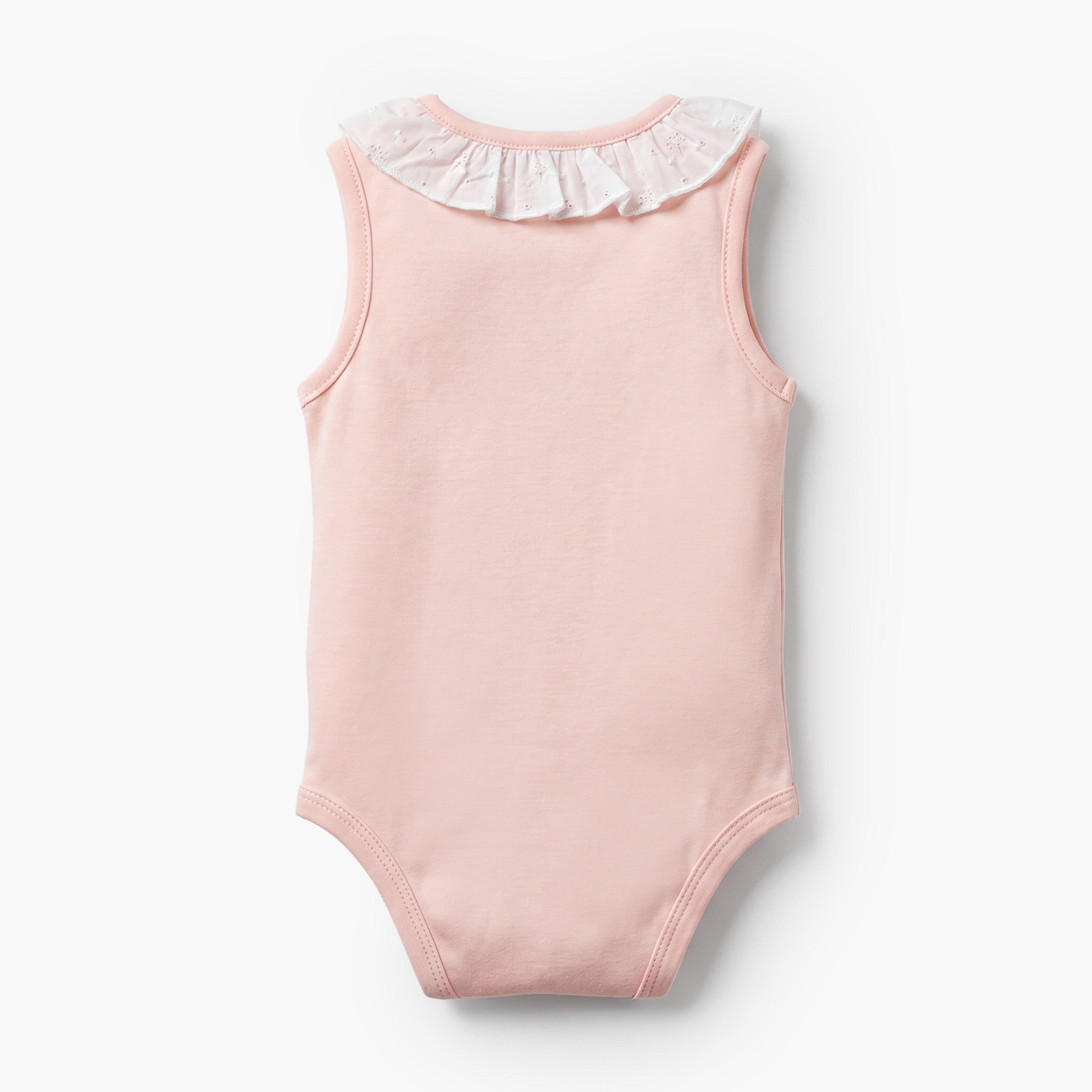 Giggles Supima Cotton Round Neck Sleeveless Bodysuit with Ruffle Detail-baby-girls-clothing-bodysuits-image-3