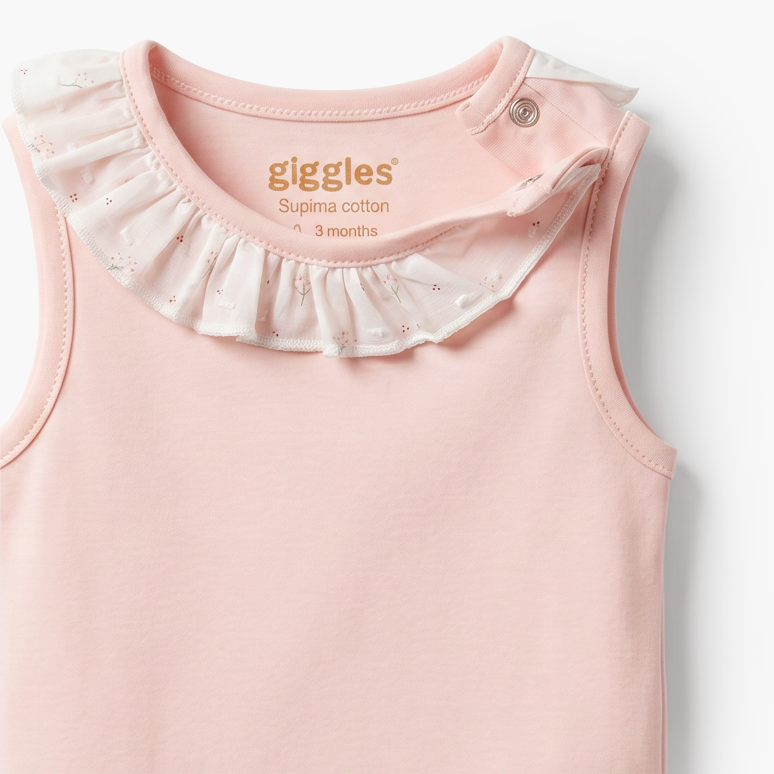 Giggles Supima Cotton Round Neck Sleeveless Bodysuit with Ruffle Detail-baby-girls-clothing-bodysuits-image-4