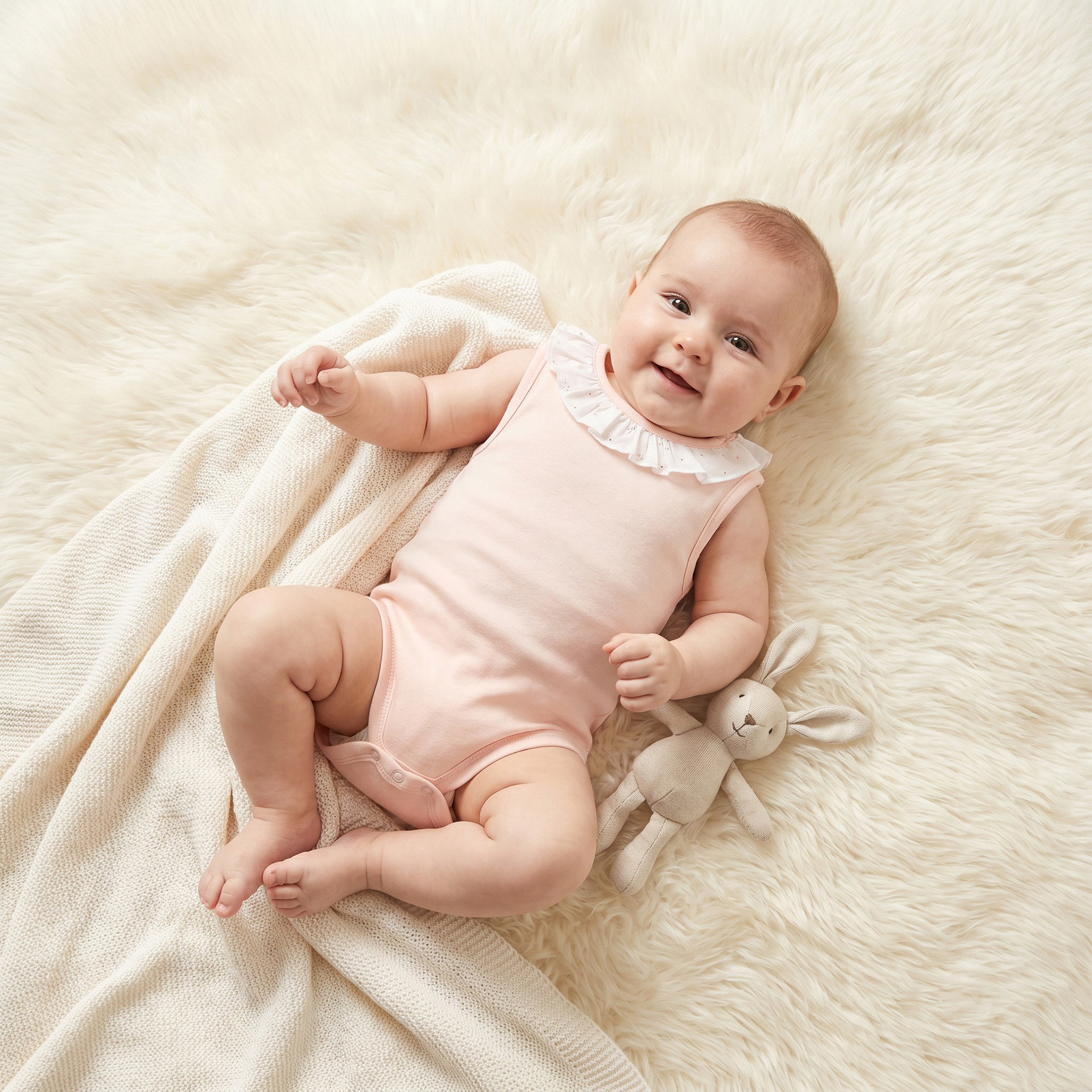 Giggles Supima Cotton Round Neck Sleeveless Bodysuit with Ruffle Detail-baby-girls-clothing-bodysuits-image-1