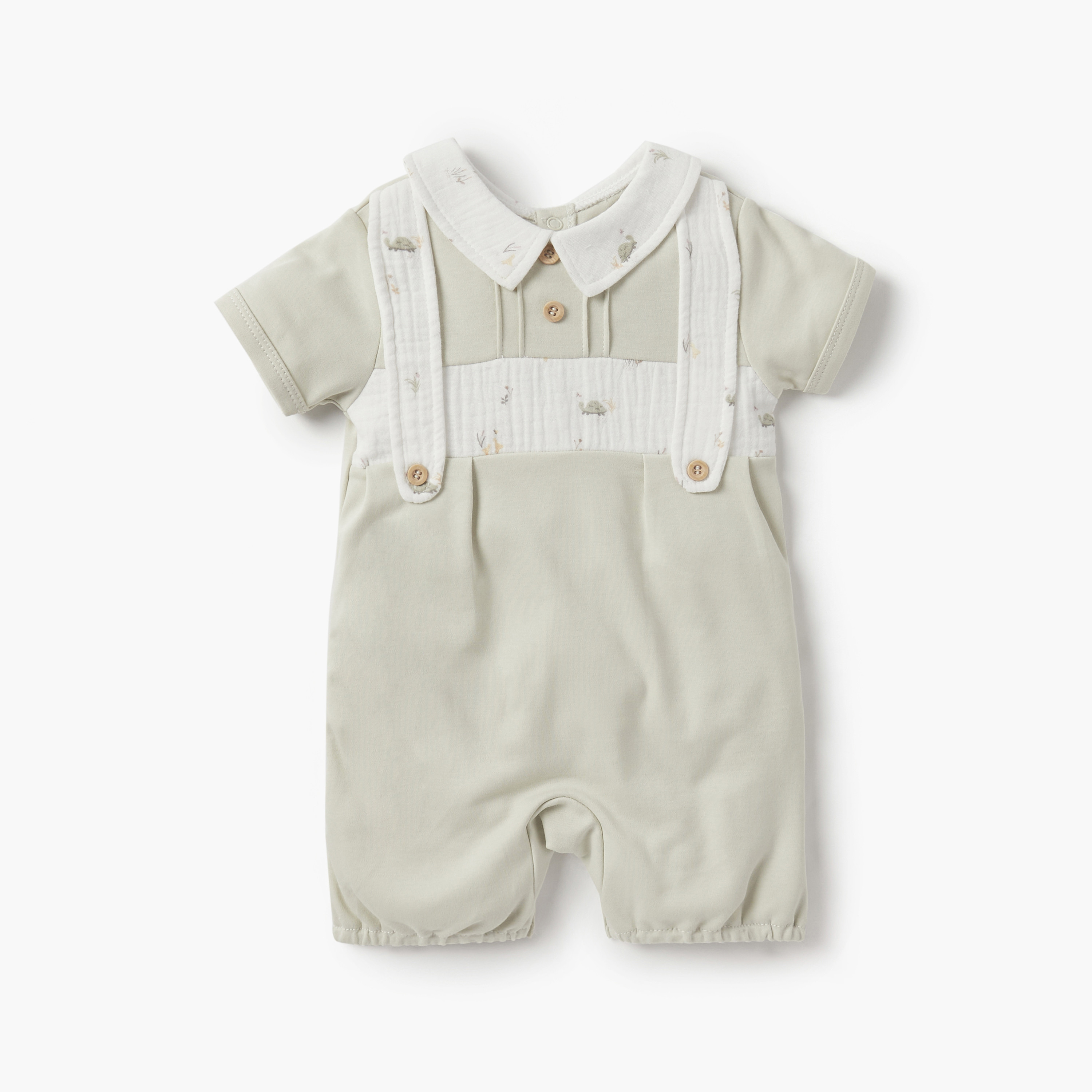 Giggles Printed Romper with Collar and Short Sleeves-baby-boys-clothing-rompers-image-1