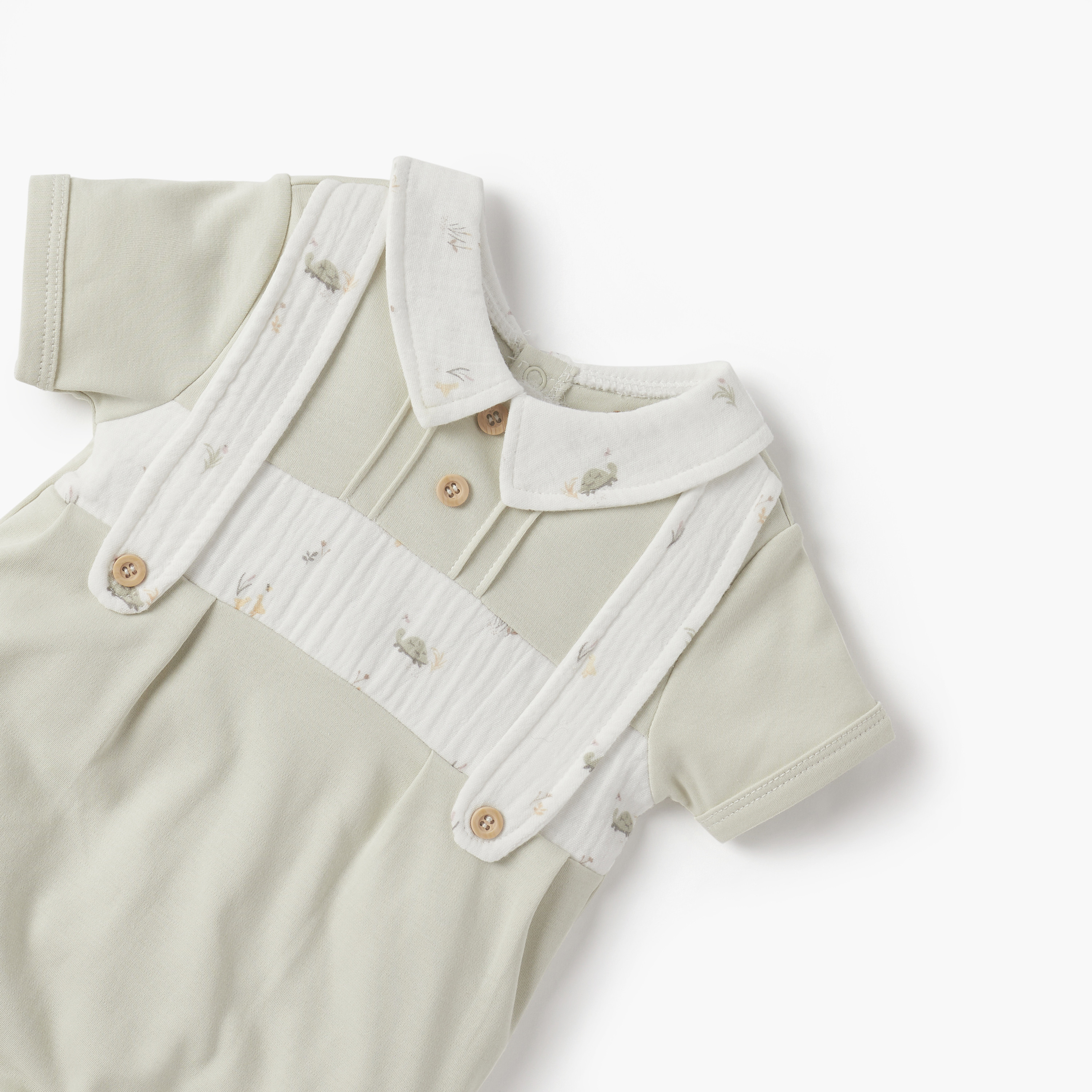 Giggles Printed Romper with Collar and Short Sleeves-baby-boys-clothing-rompers-image-3