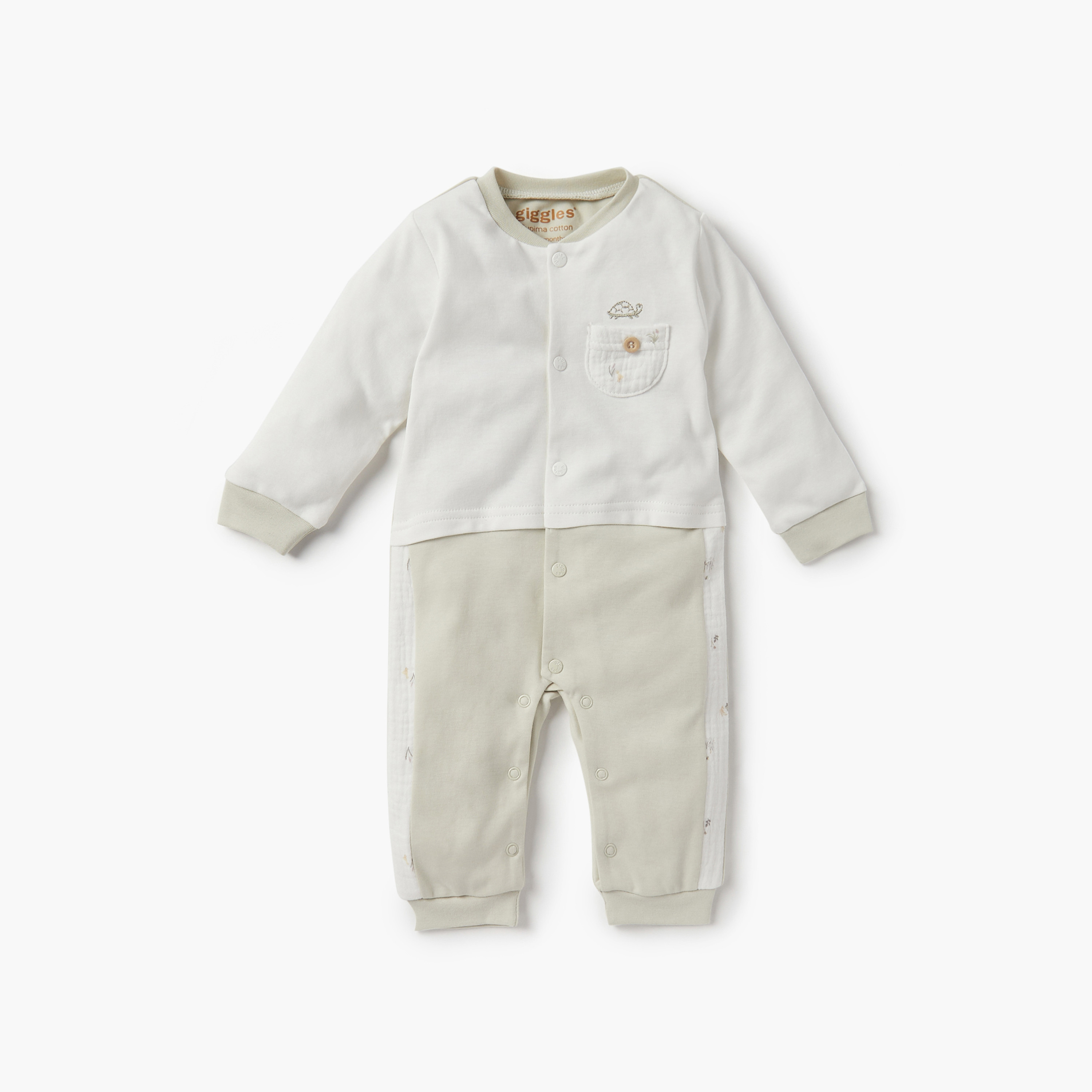 Giggles Colourblock Sleepsuit with Round Neck and Long Sleeves-baby-boys-clothing-nightwear-sleepsuits-image-1