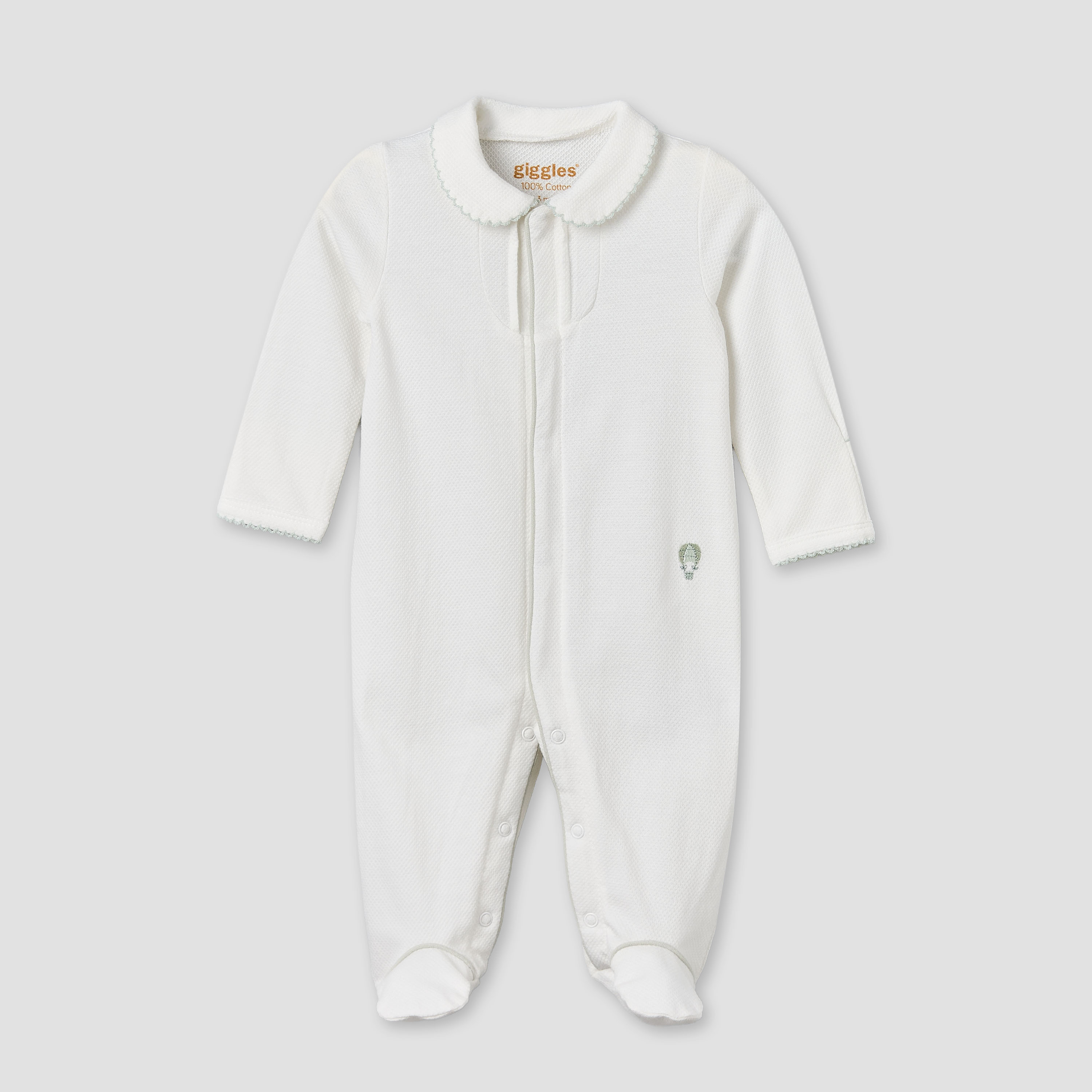 Giggles Cotton Collared Long Sleeves Sleepsuit with Textured Design-baby-girls-clothing-nightwear-sleepsuits-image-2