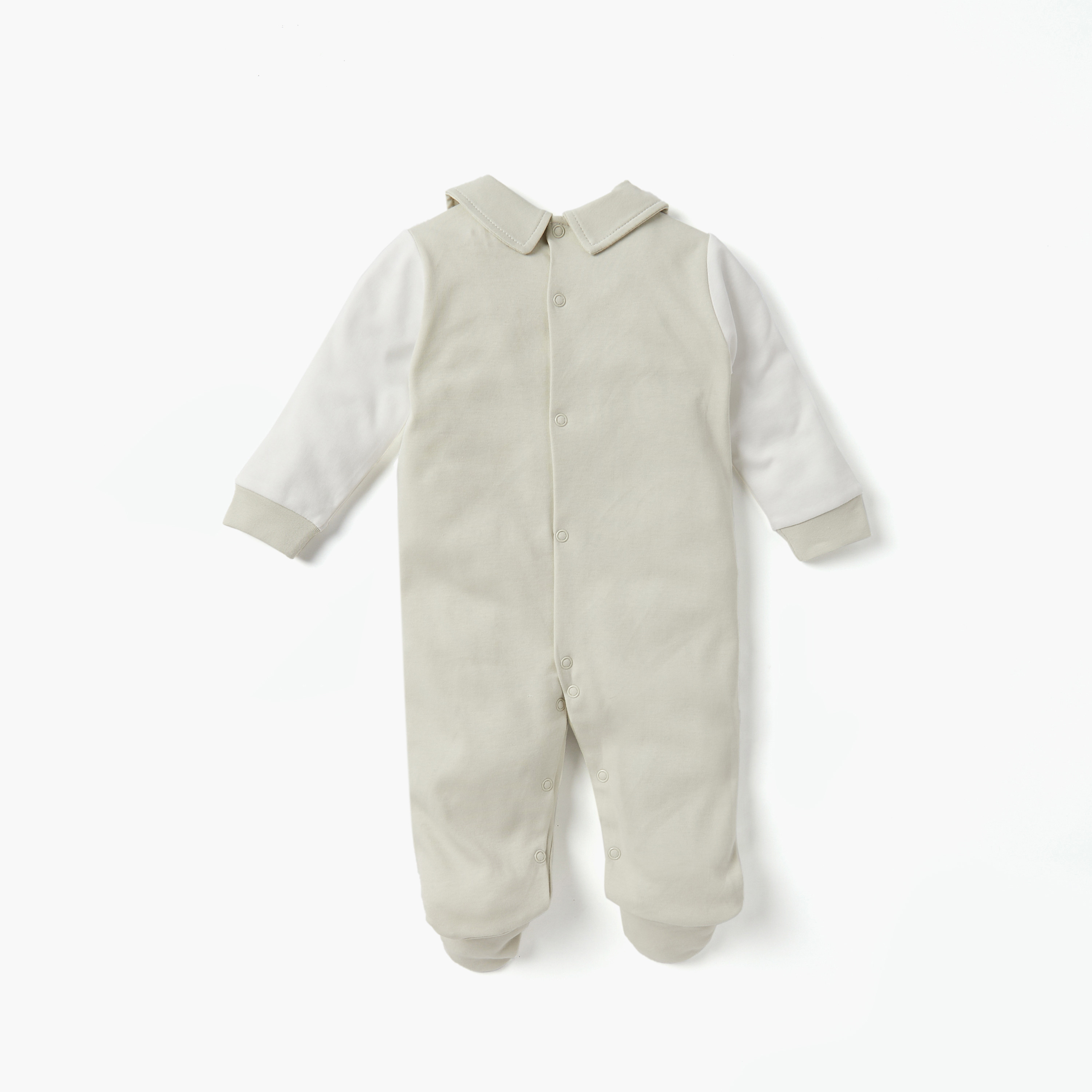 Giggles Solid Closed Feet Sleepsuit with Collar and Waistcoat-baby-boys-clothing-nightwear-sleepsuits-image-2