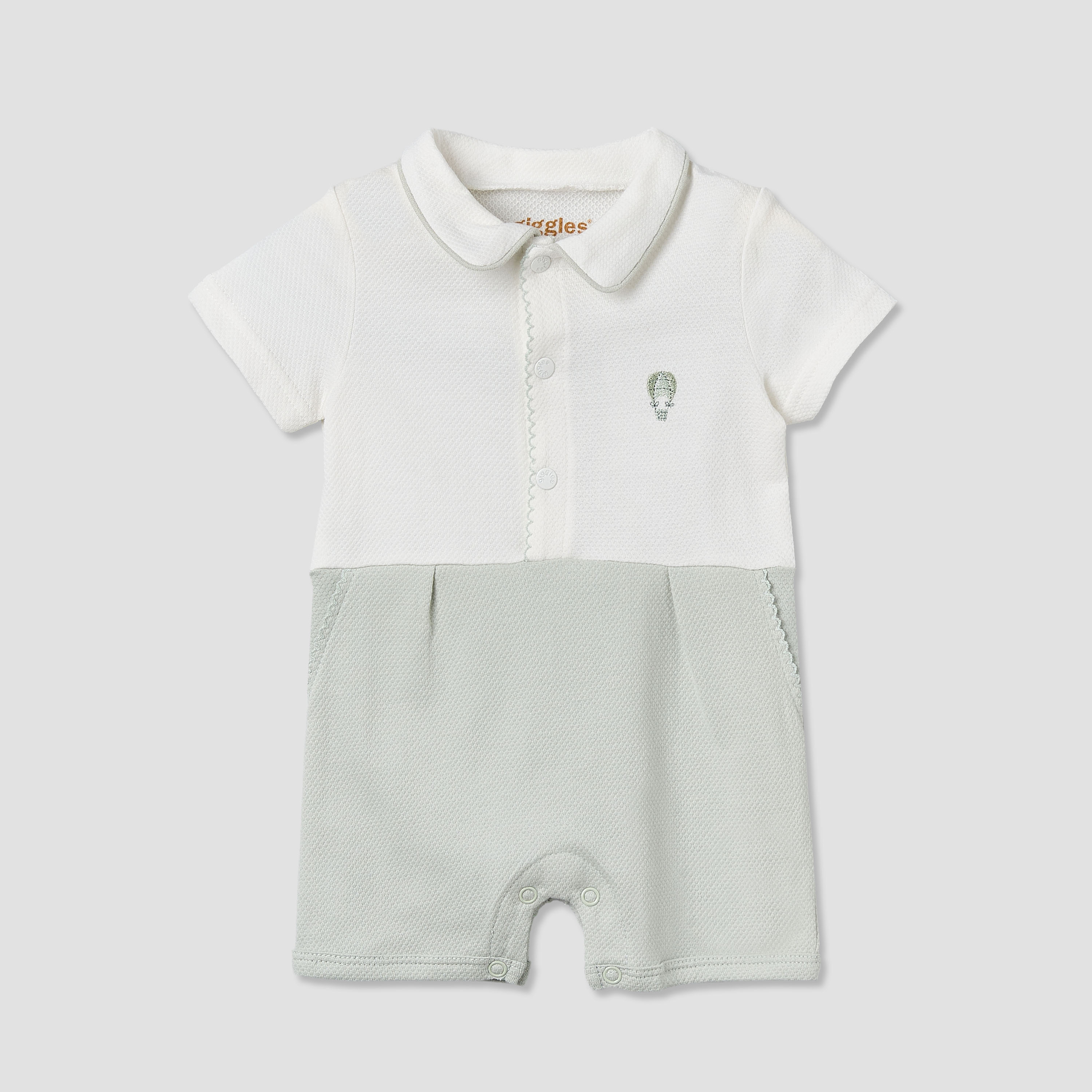 Giggles Collared Short Sleeve Romper with Snap Button Closure-baby-boys-clothing-rompers-image-2