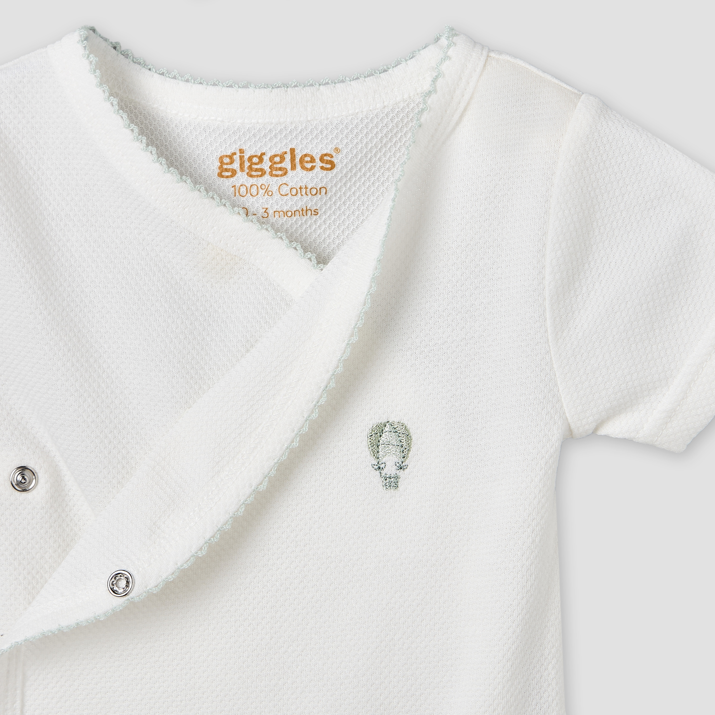Giggles V- Neck Short Sleeves Bodysuit with Textured Pattern-baby-boys-clothing-bodysuits-image-4
