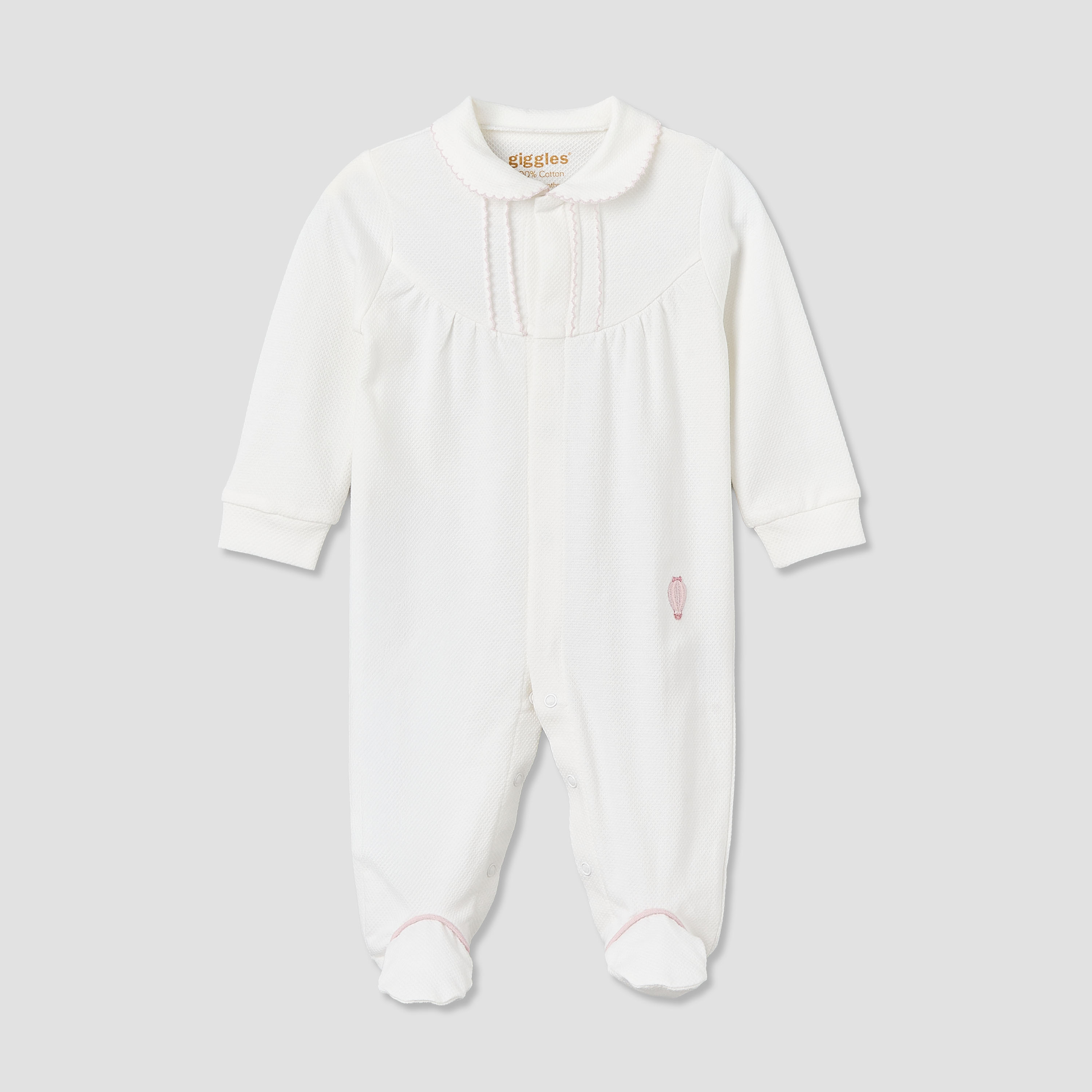 Giggles Cotton Collared Long Sleeves Sleepsuit with Snap Button Closure-baby-girls-clothing-nightwear-sleepsuits-image-1