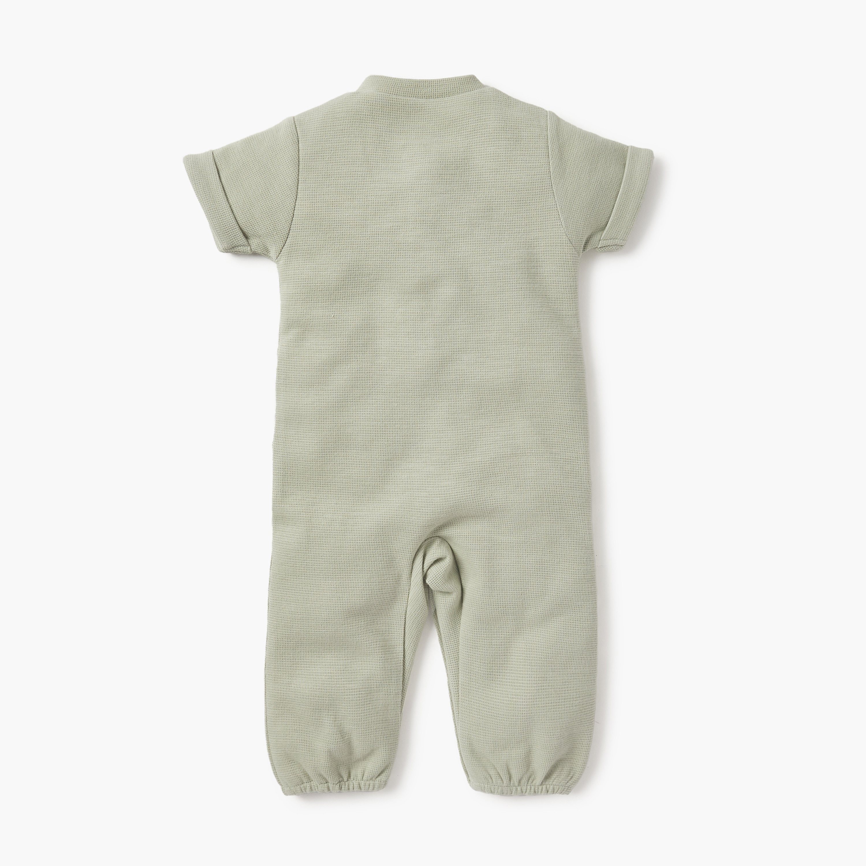 Juniors Cat Applique Sleepsuit with Short Sleeves and Button Closure-baby-boys-clothing-nightwear-sleepsuits-image-2