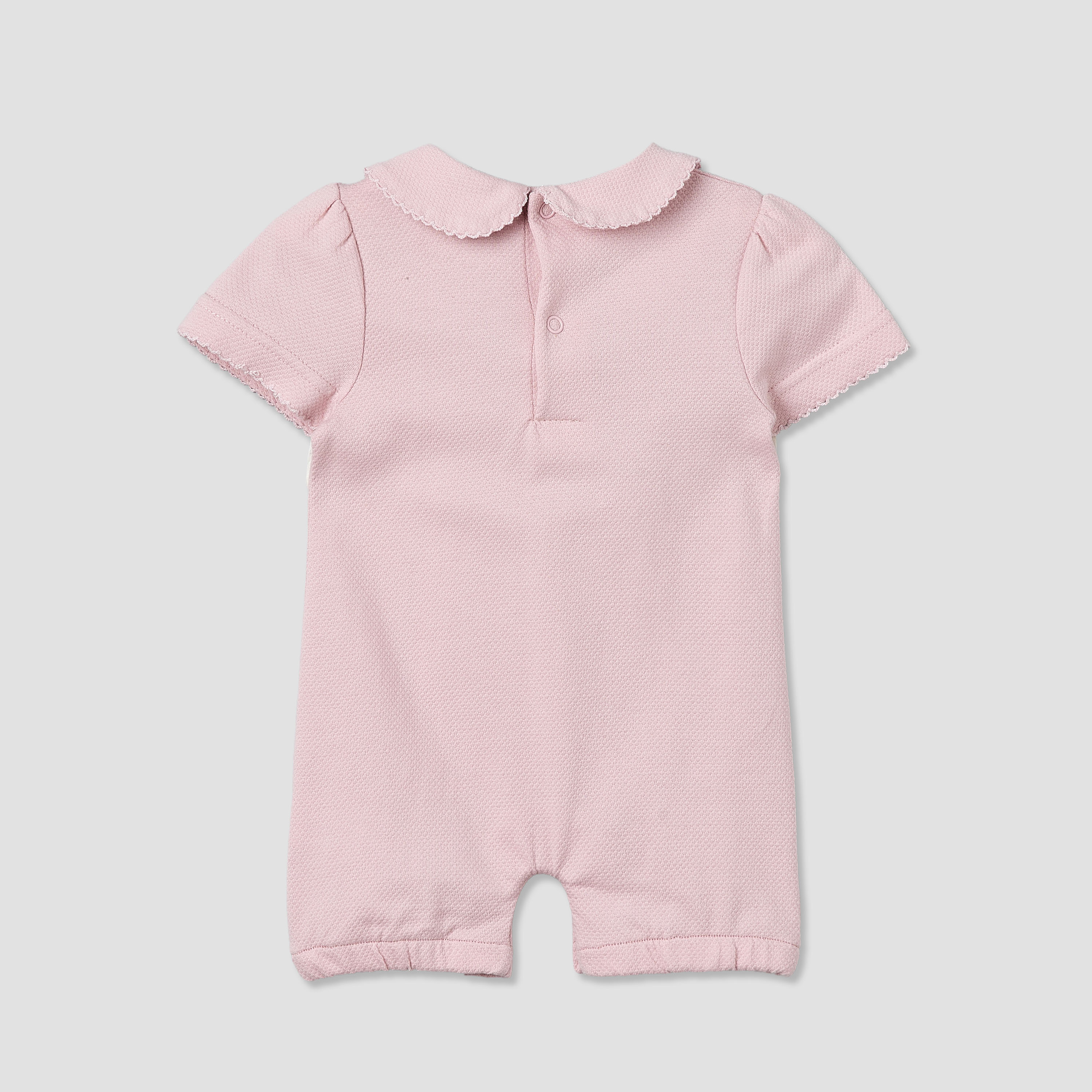 Giggles Peter Pan Collar Short Sleeves Romper with Snap Button Closure-baby-girls-clothing-rompers-image-3