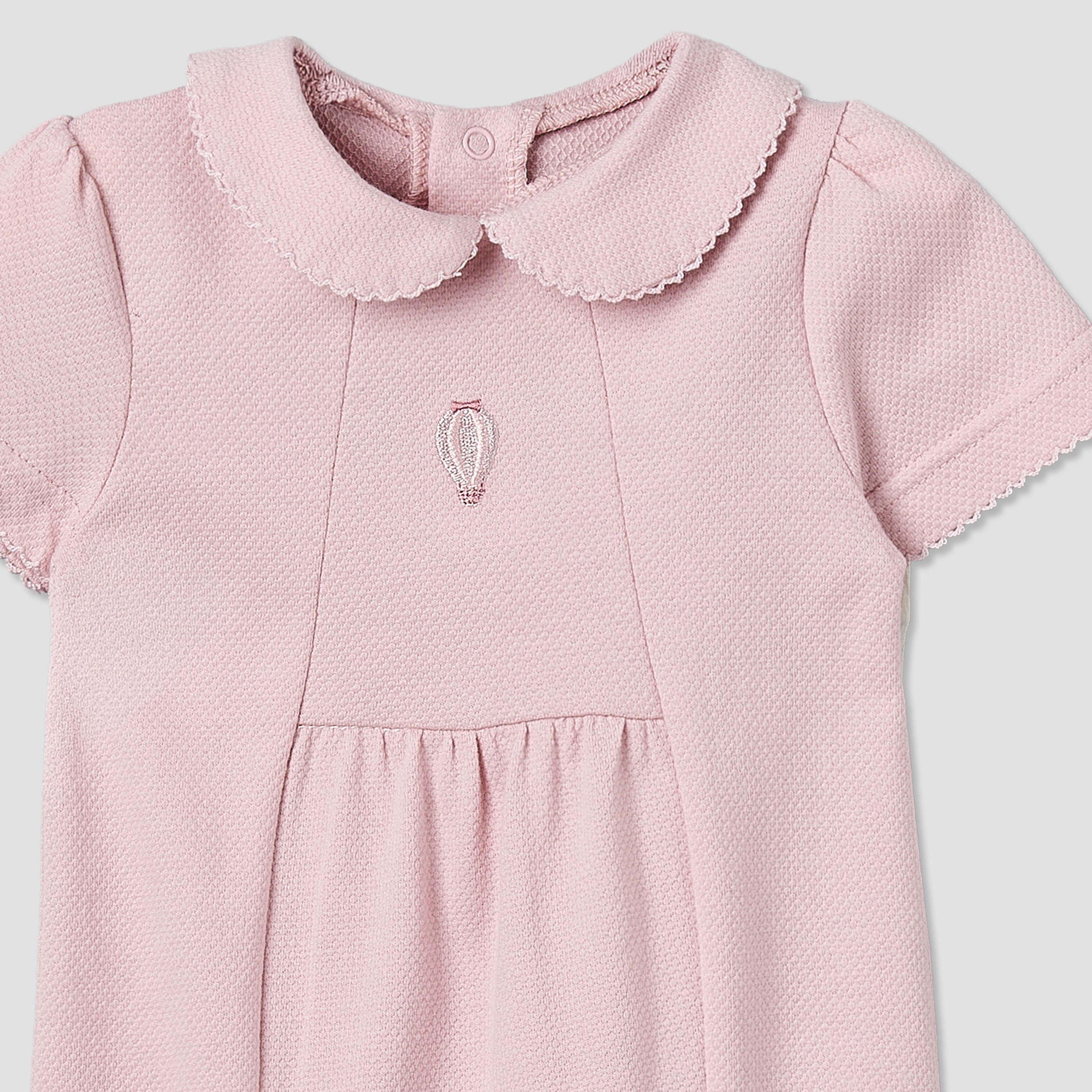 Giggles Peter Pan Collar Short Sleeves Romper with Snap Button Closure-baby-girls-clothing-rompers-image-4