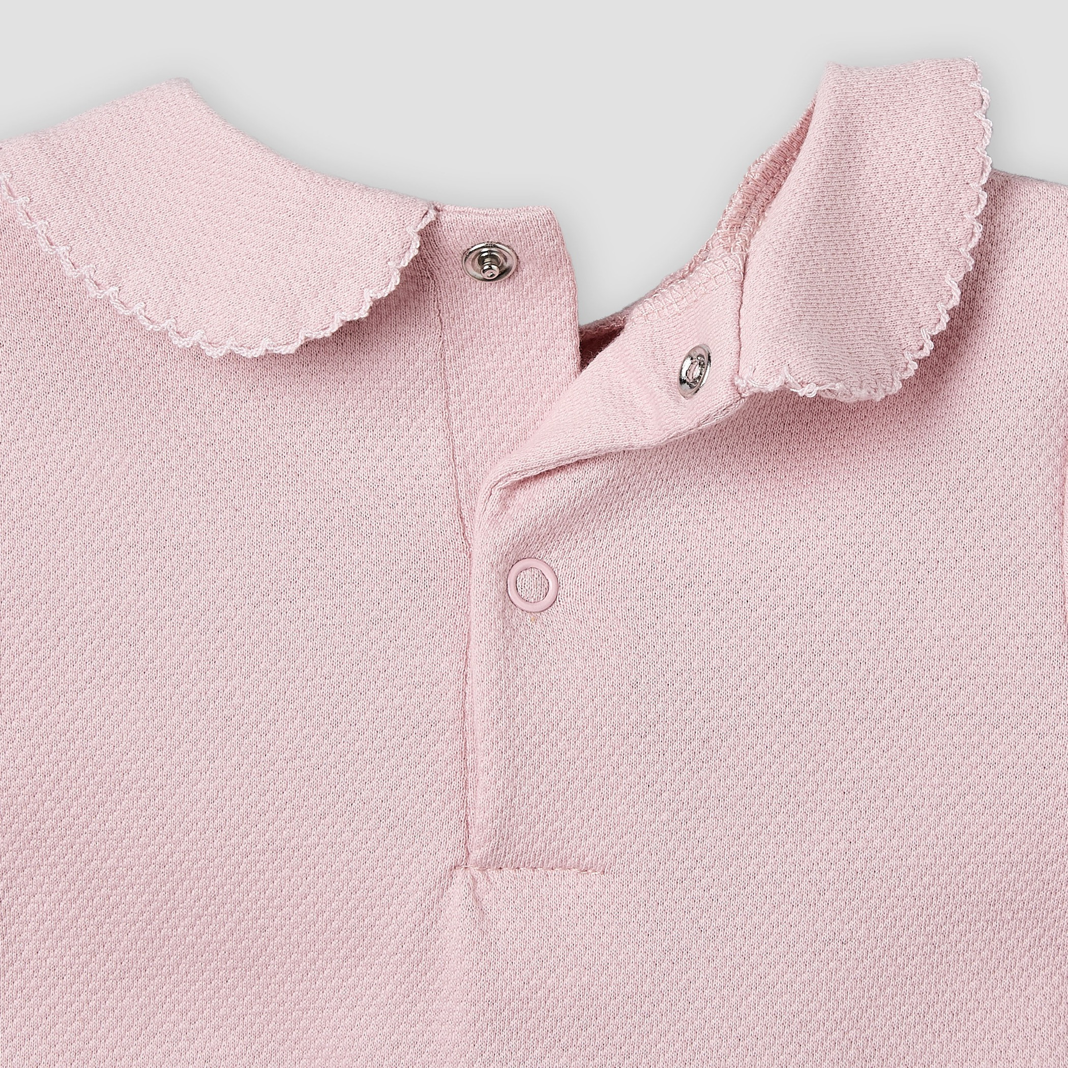 Giggles Peter Pan Collar Short Sleeves Romper with Snap Button Closure-baby-girls-clothing-rompers-image-5