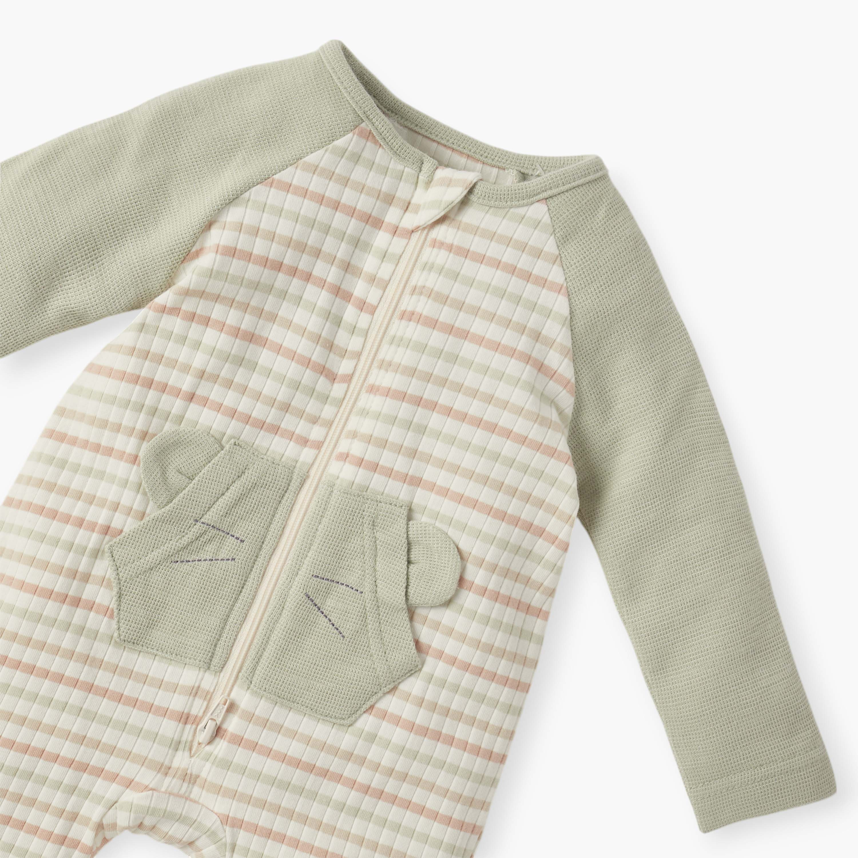بدلة نوم مقلّمة مغلقة القدمين بأكمام طويلة وسحاب إغلاق من جونيورز-baby-boys-clothing-nightwear-sleepsuits-image-3