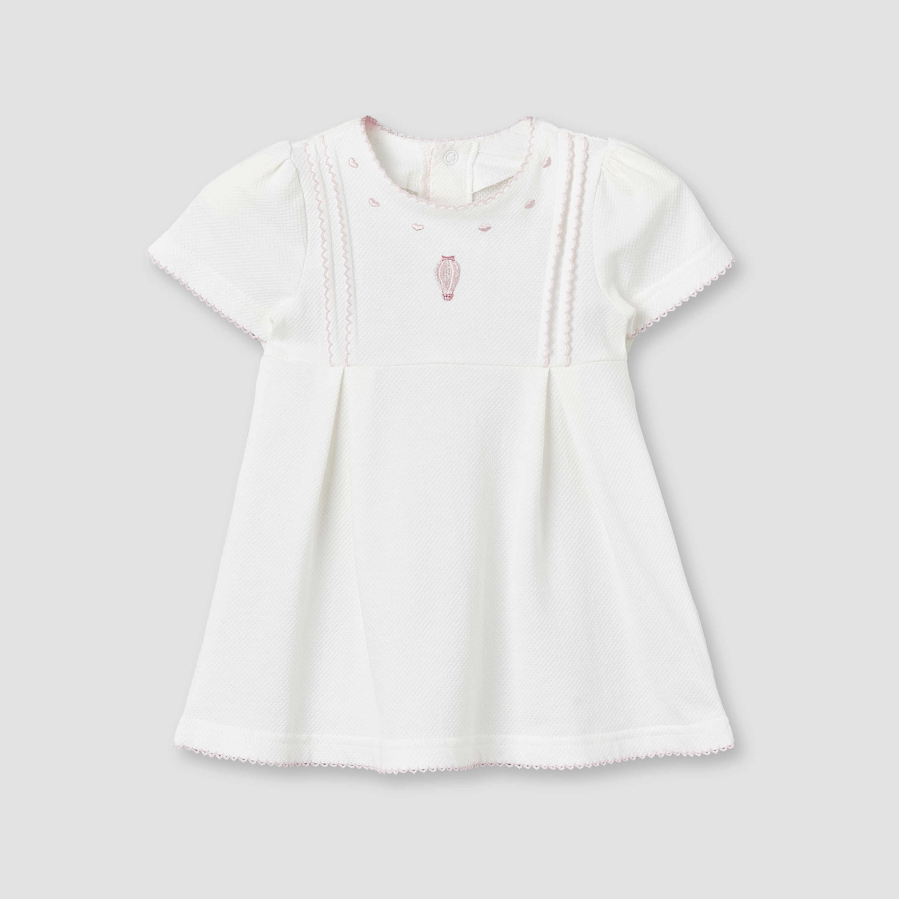 Giggles Round Neck Short Sleeves Knee-Length Dress with Hot Air Balloon Embroidery-baby-girls-clothing-dressesandjumpsuits-image-1